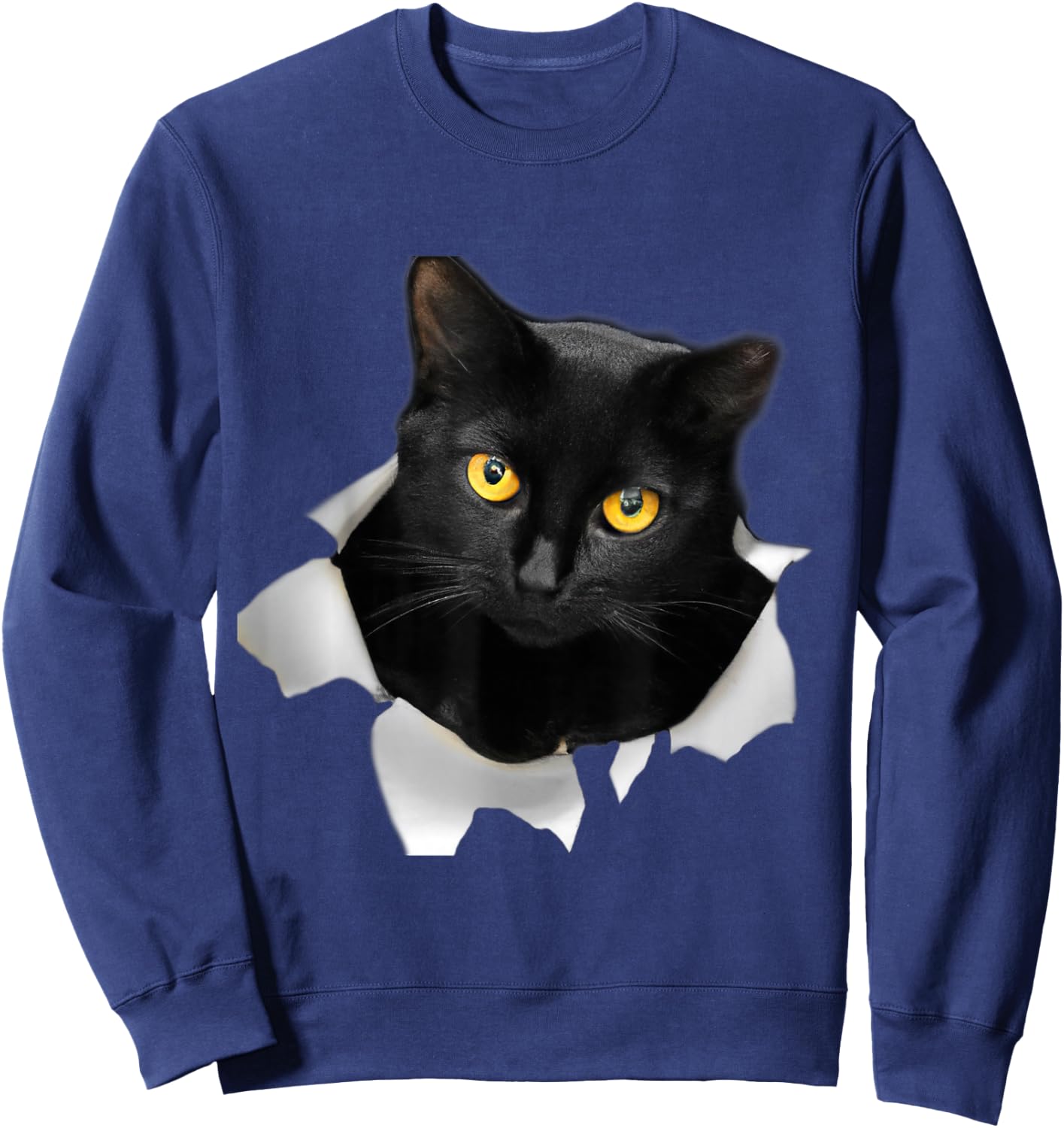 Cute Cat Torn Fabric Funny Cat Sweatshirt - Sweatshirt | Navy