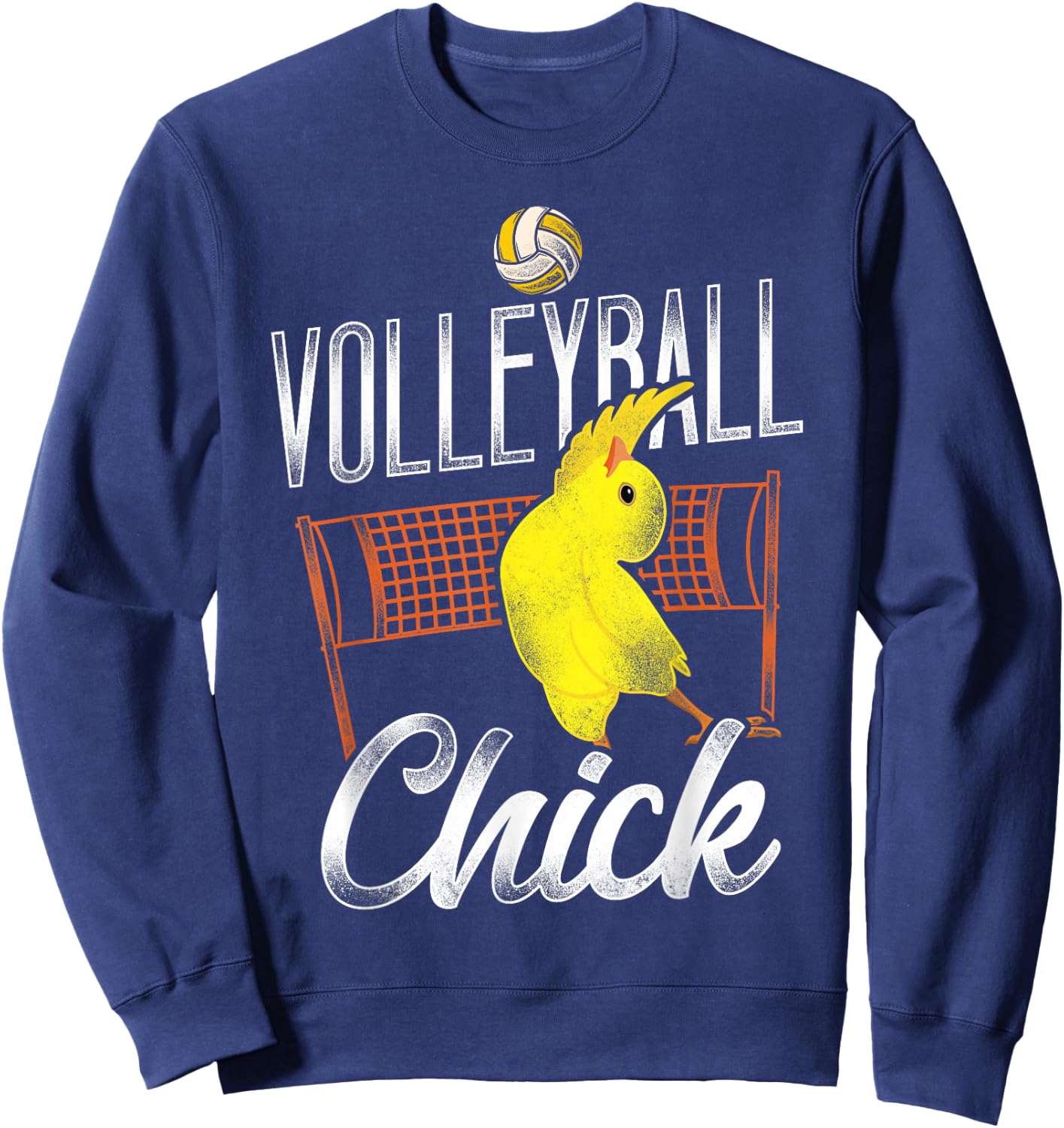 Volleyball Player Team Chicken Vintage Volleyball Chick Sweatshirt - Sweatshirt | Navy