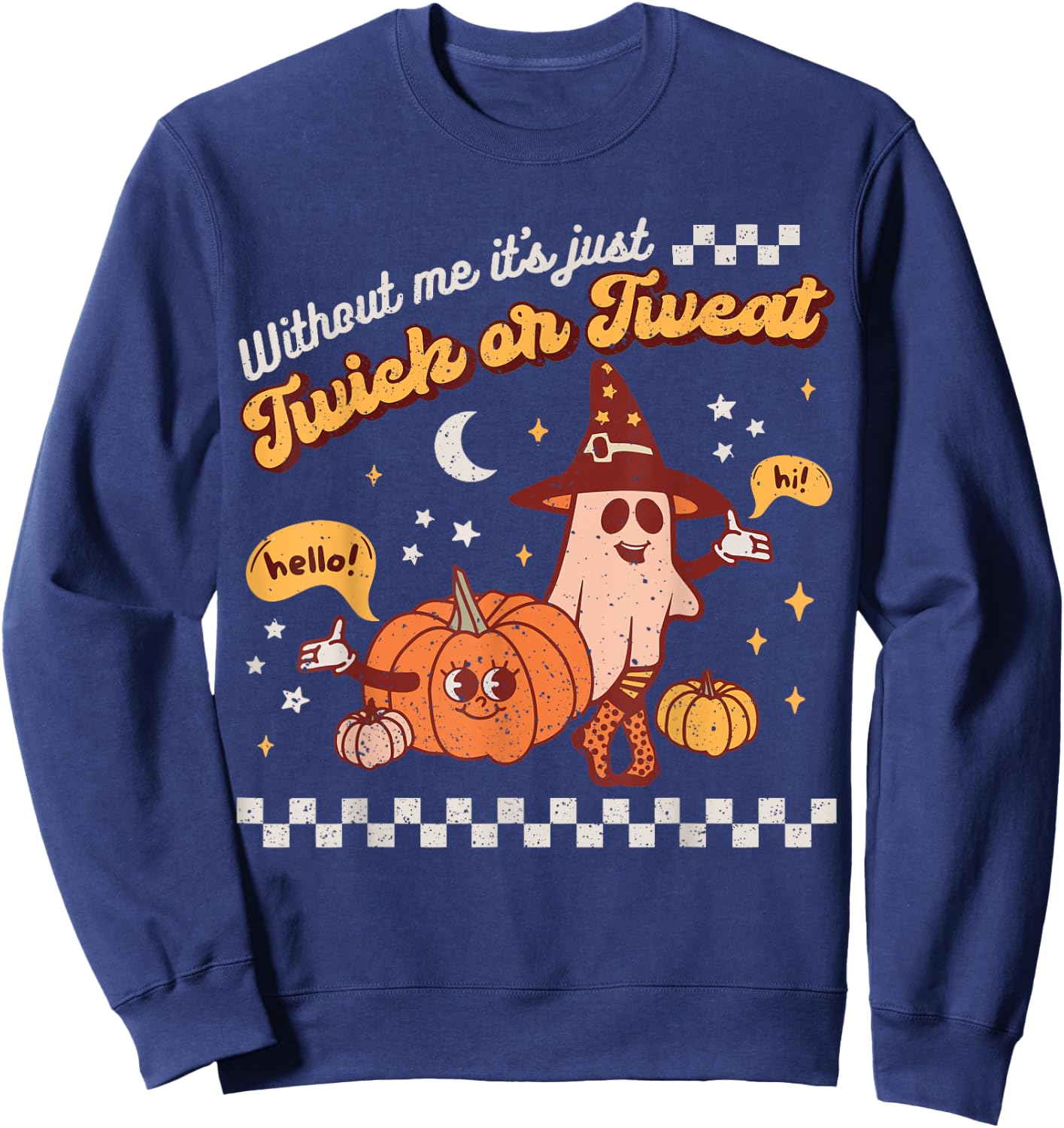 Speech Therapy Retro Spooky Fall Pumpkin Pathologist Season Sweatshirt - Sweatshirt | Navy