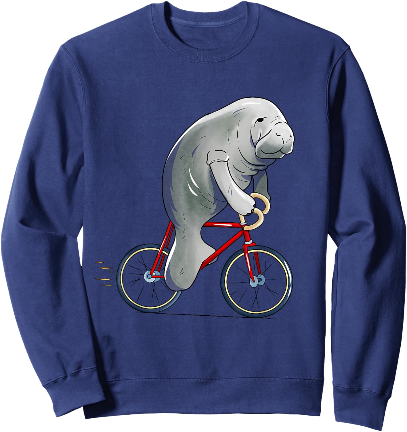 Manatee Riding Bicycle Cute Biker Cyclist Sweatshirt - Sweatshirt | Navy
