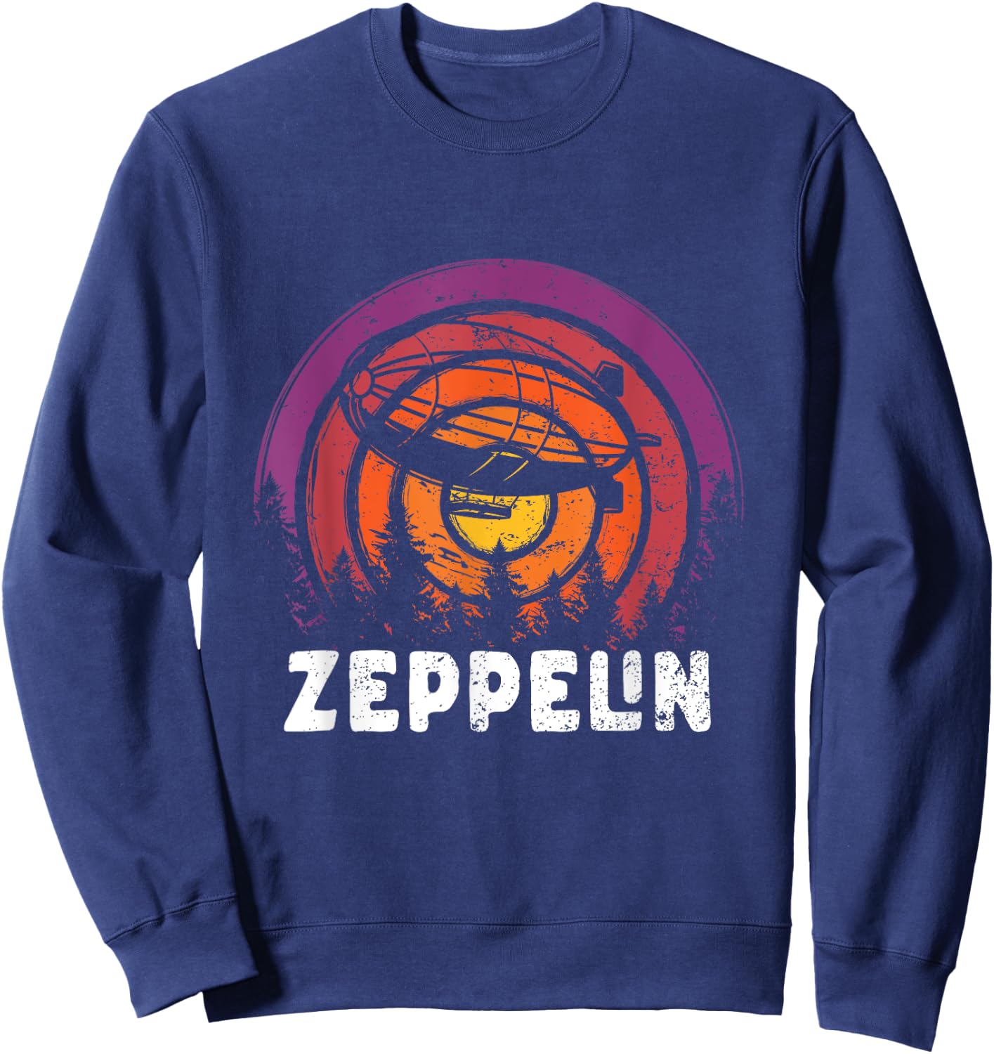 Retro Zeppelin 70s 80s Dirigible Airship Zepelin Zepplin Sweatshirt - Sweatshirt | Navy