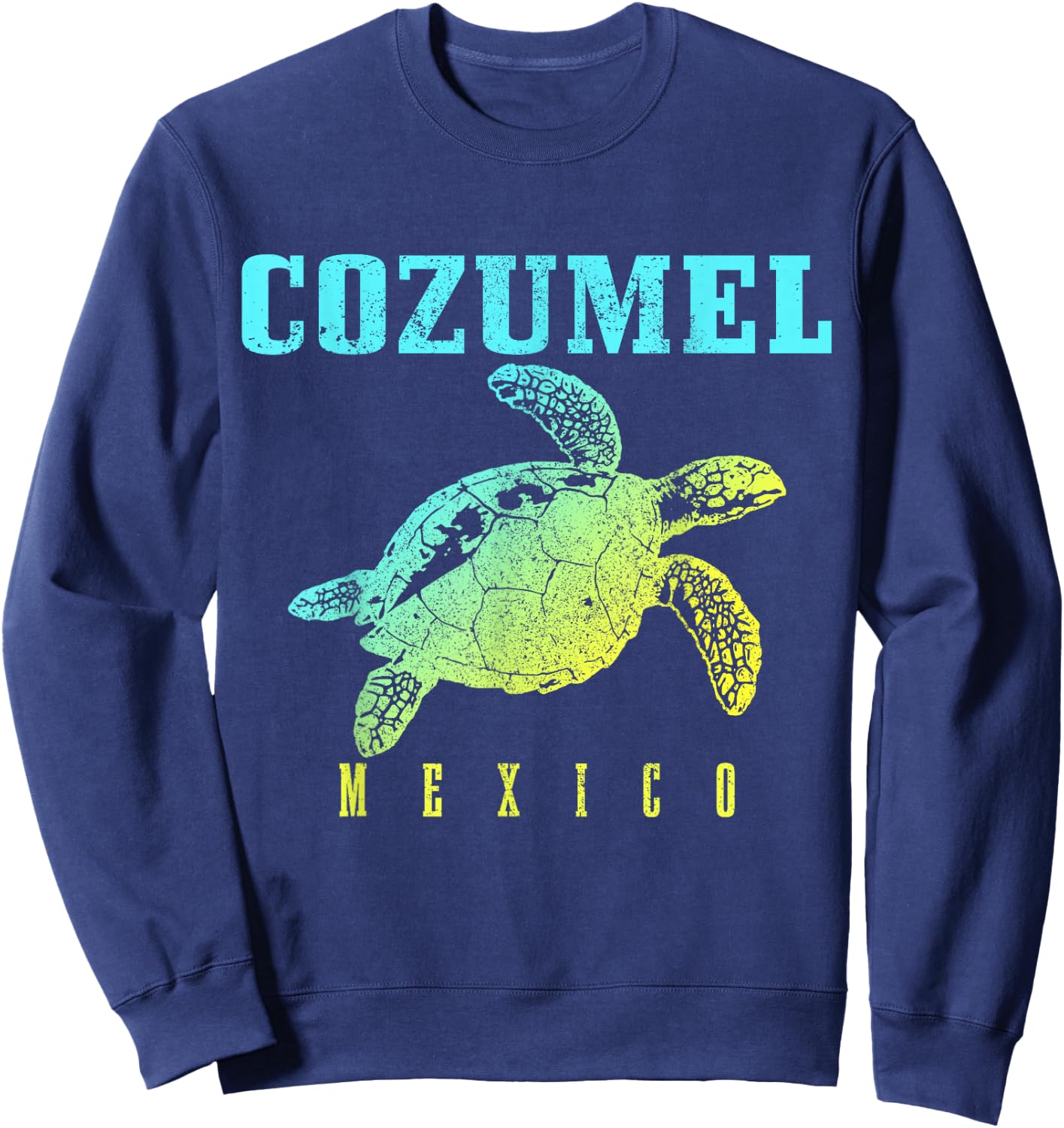 Cozumel Beach Mexico Sea Turtle Surfer Scuba Diving Sweatshirt - Sweatshirt | Navy