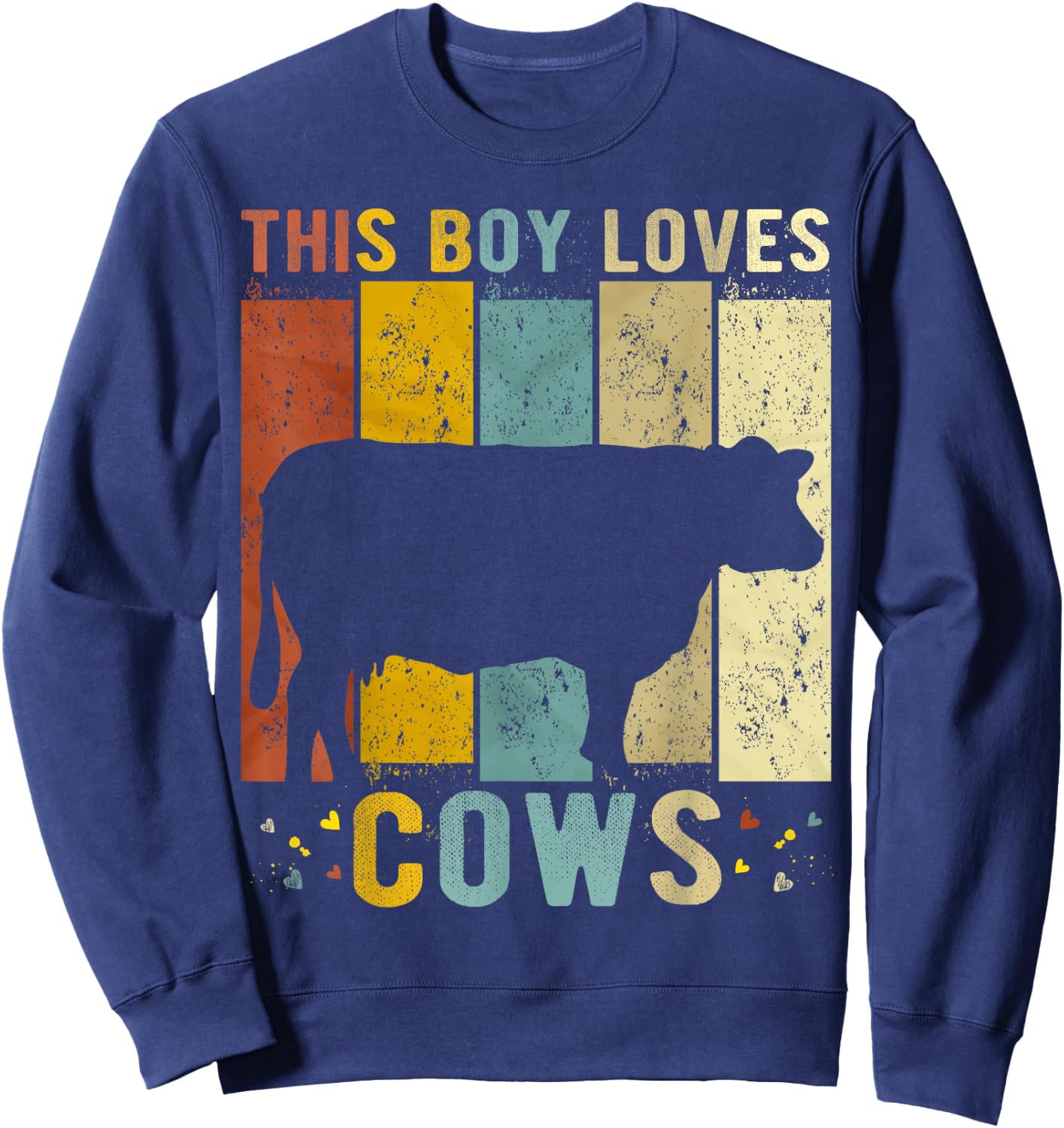 This Boy Loves Cows Boys Cow Sweatshirt - Sweatshirt | Navy