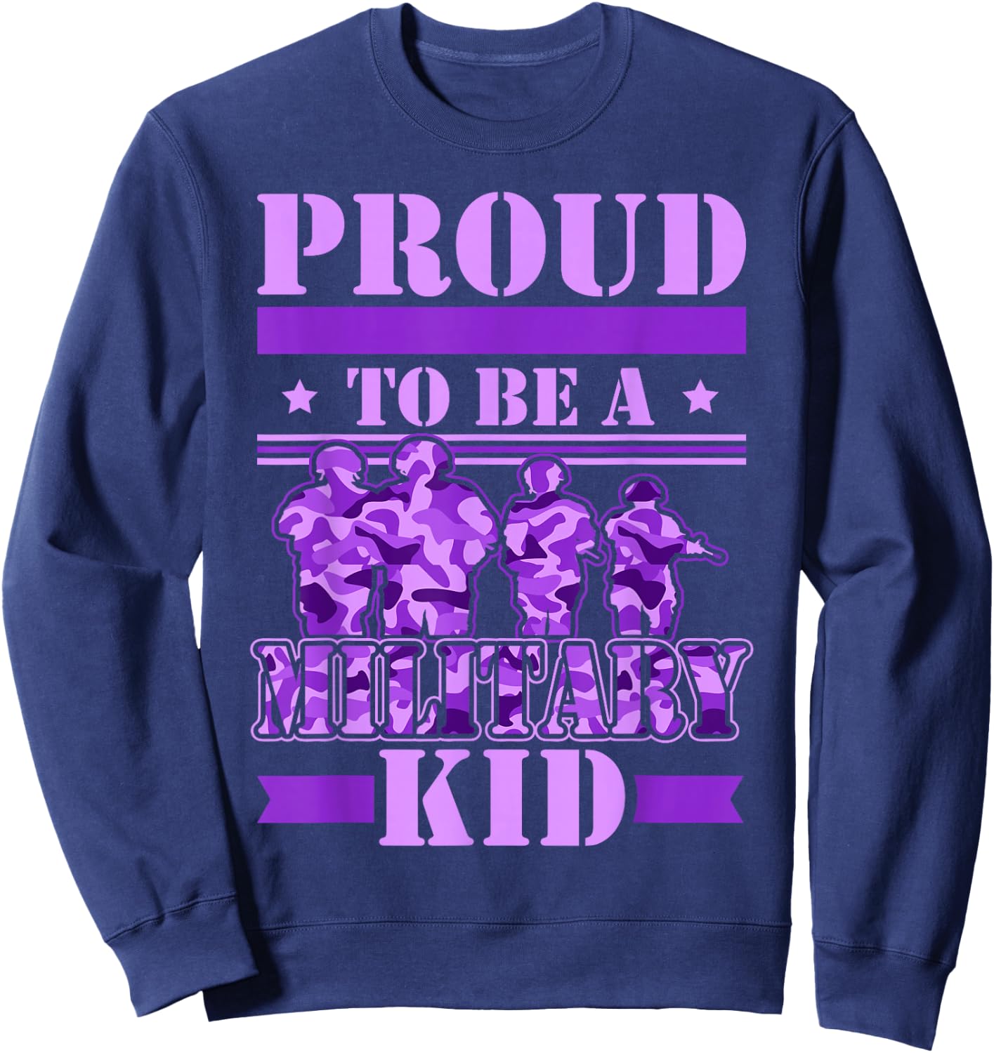 Proud To Be A Military Kid Military Child Month Kids Sweatshirt - Sweatshirt | Navy