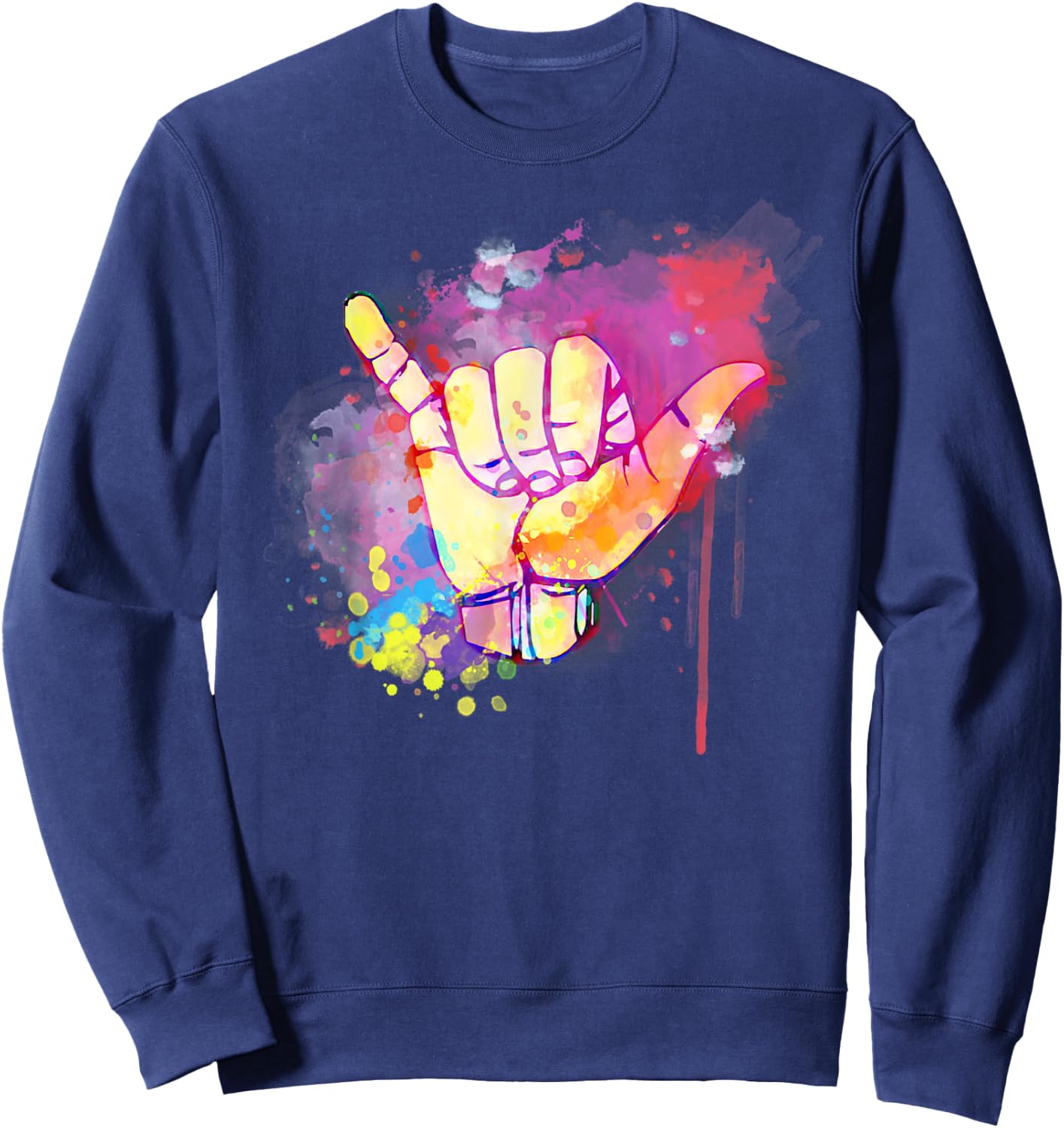 Cute Hawaiian Shaka Sign Colorful Classic Retro 80's Summer Sweatshirt - Sweatshirt | Navy