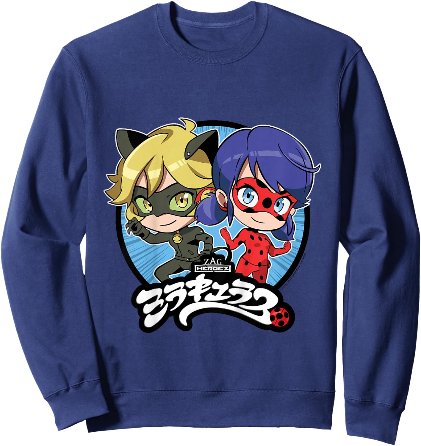 Kids Miraculous Lady Bug - Manga Lady Bug Cat Noir Sweatshirt - Sweatshirt | Navy