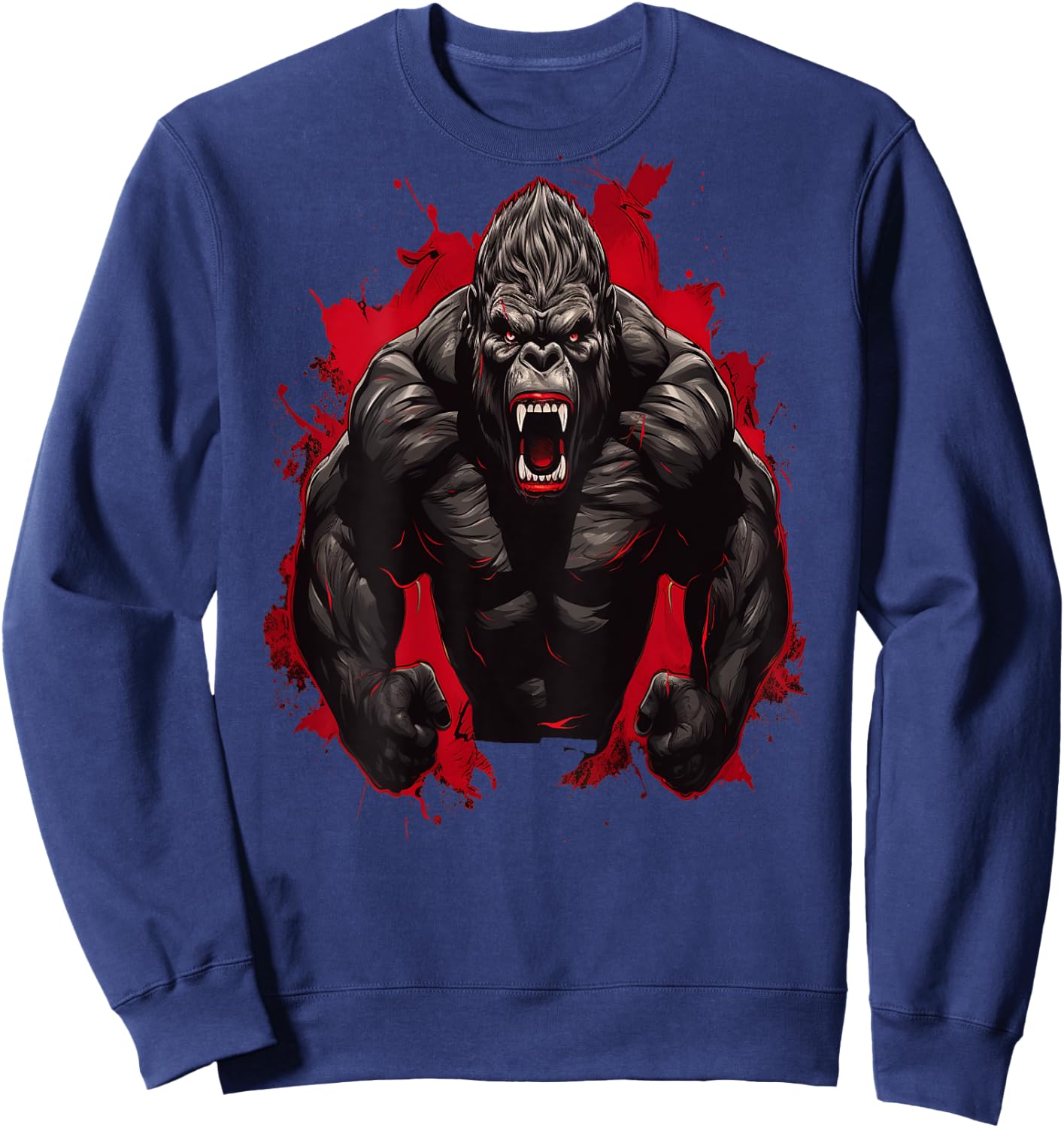 Gorilla Bodybuilding Workout Backprint Gym Sweatshirt - Sweatshirt | Navy