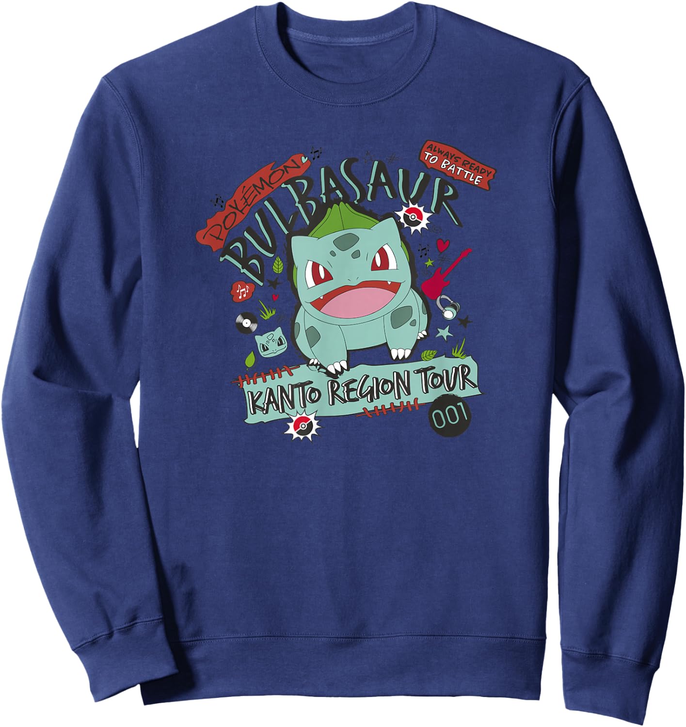 Pokémon Bulbasaur 001 Kanto Region Tour Music Poster Sweatshirt - Sweatshirt | Navy