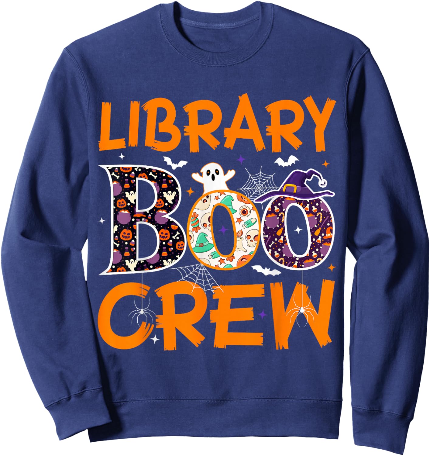 Library Boo Crew Book Lovers Funny Halloween Library Ghost Sweatshirt - Sweatshirt | Navy