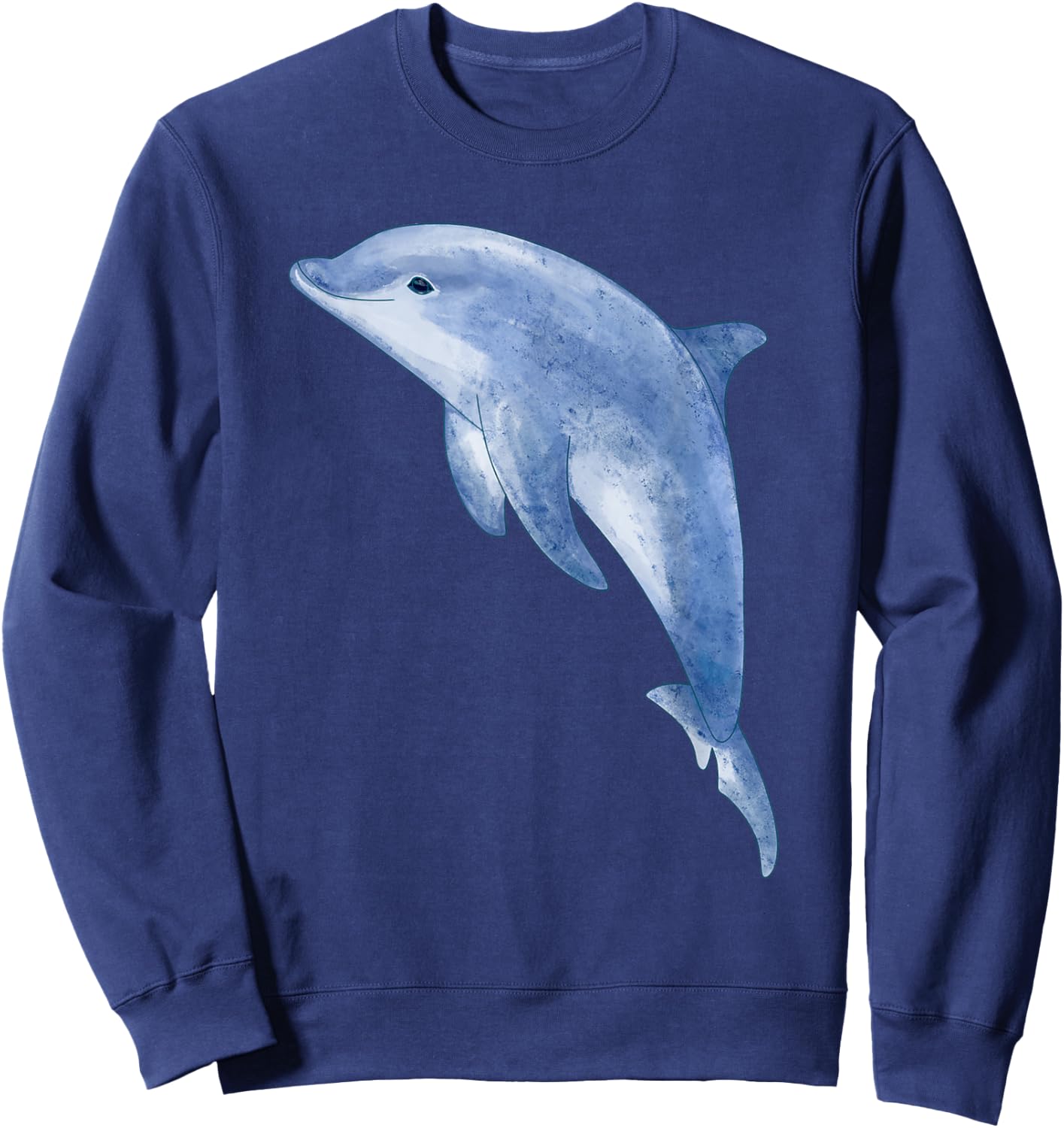 Cute Playful Blue Bottlenose Dolphin Watercolor Artwork Sweatshirt - Sweatshirt | Navy