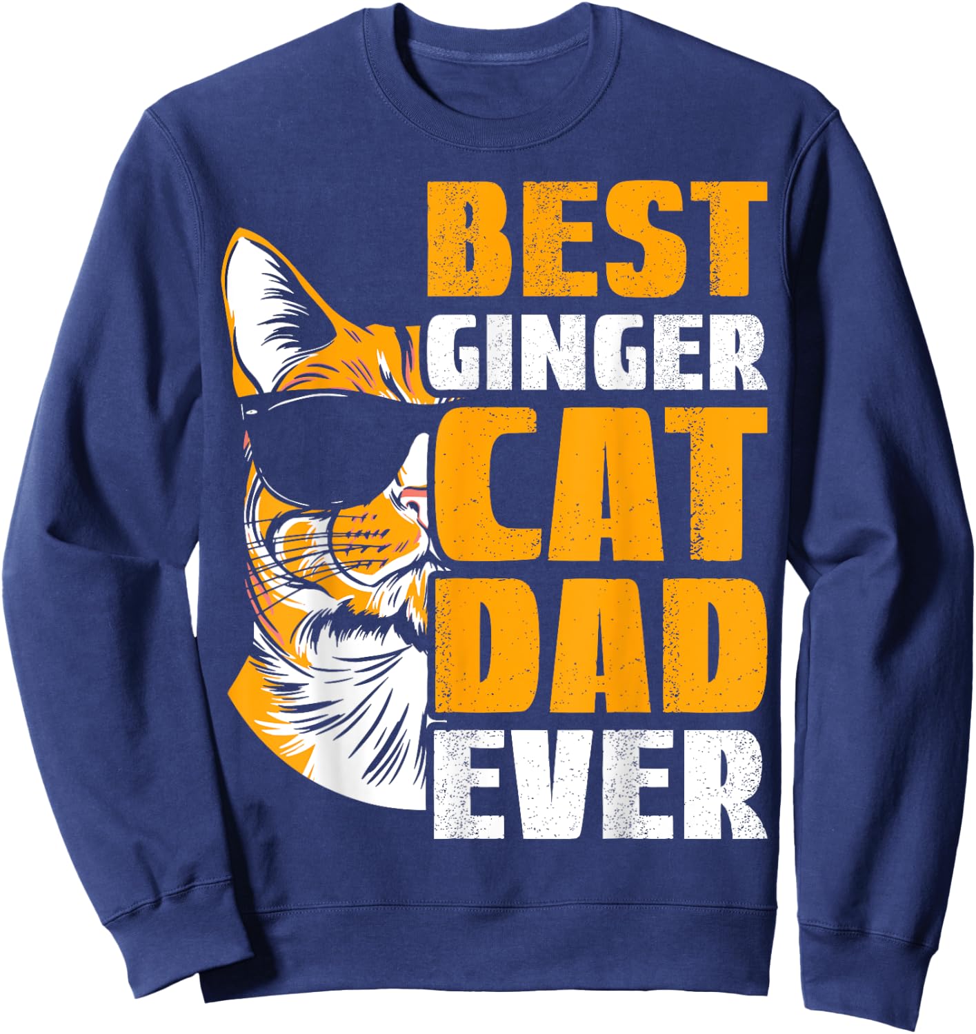 Best Ginger Cat Dad Ever Cat Lover Kids Sweatshirt - Sweatshirt | Navy