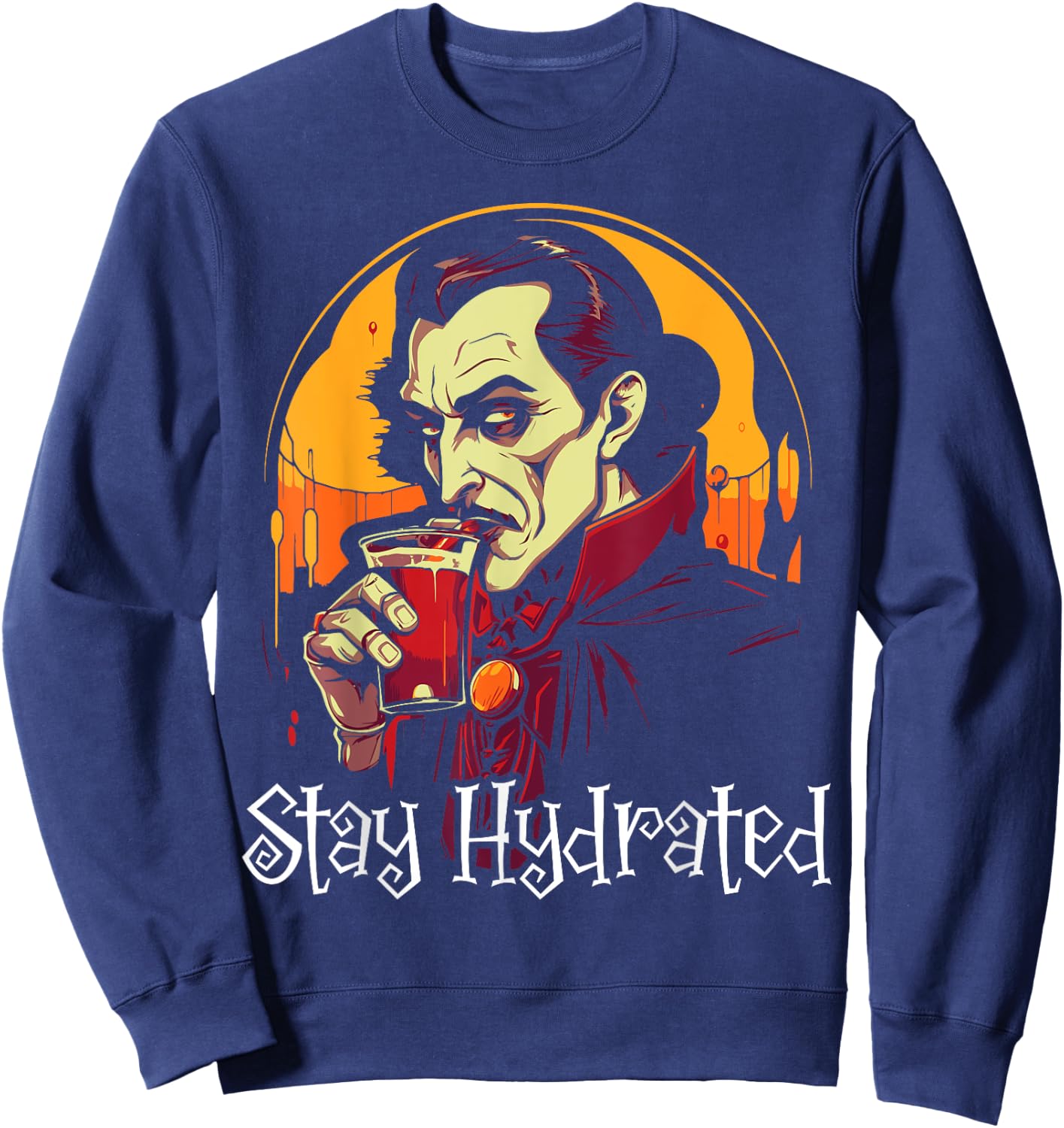 Dracula Halloween Scary Trick Or Treat Spooky Vampire Sweatshirt - Sweatshirt | Navy
