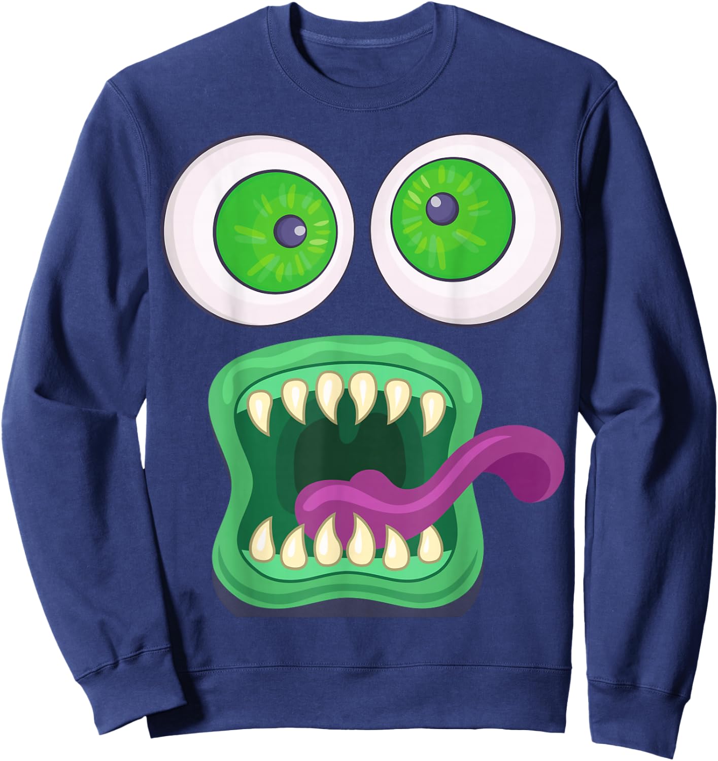 Men's Women's Big Eyes Monster Face Halloween Costume Sweatshirt - Sweatshirt | Navy