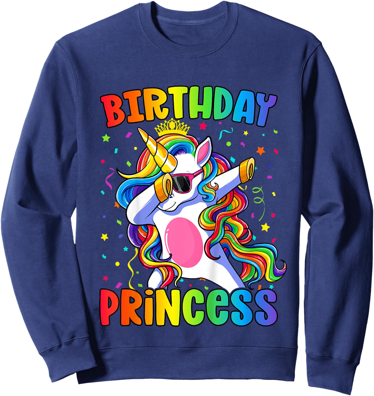 Birthday Princess Shirt Girl Unicorn Birthday Sweatshirt - Sweatshirt | Navy