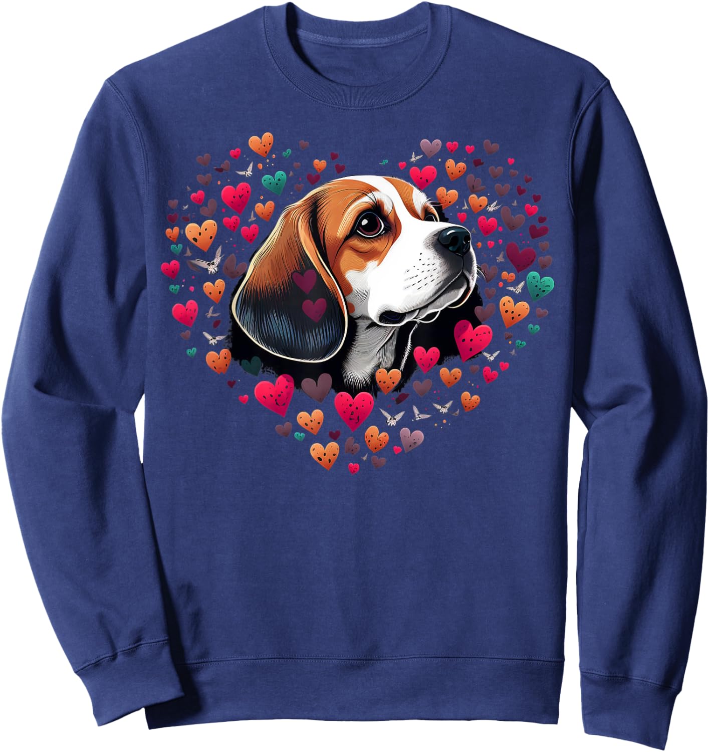 Beagle Love Heart for Valentines Day on Beagle Lover Sweatshirt - Sweatshirt | Navy