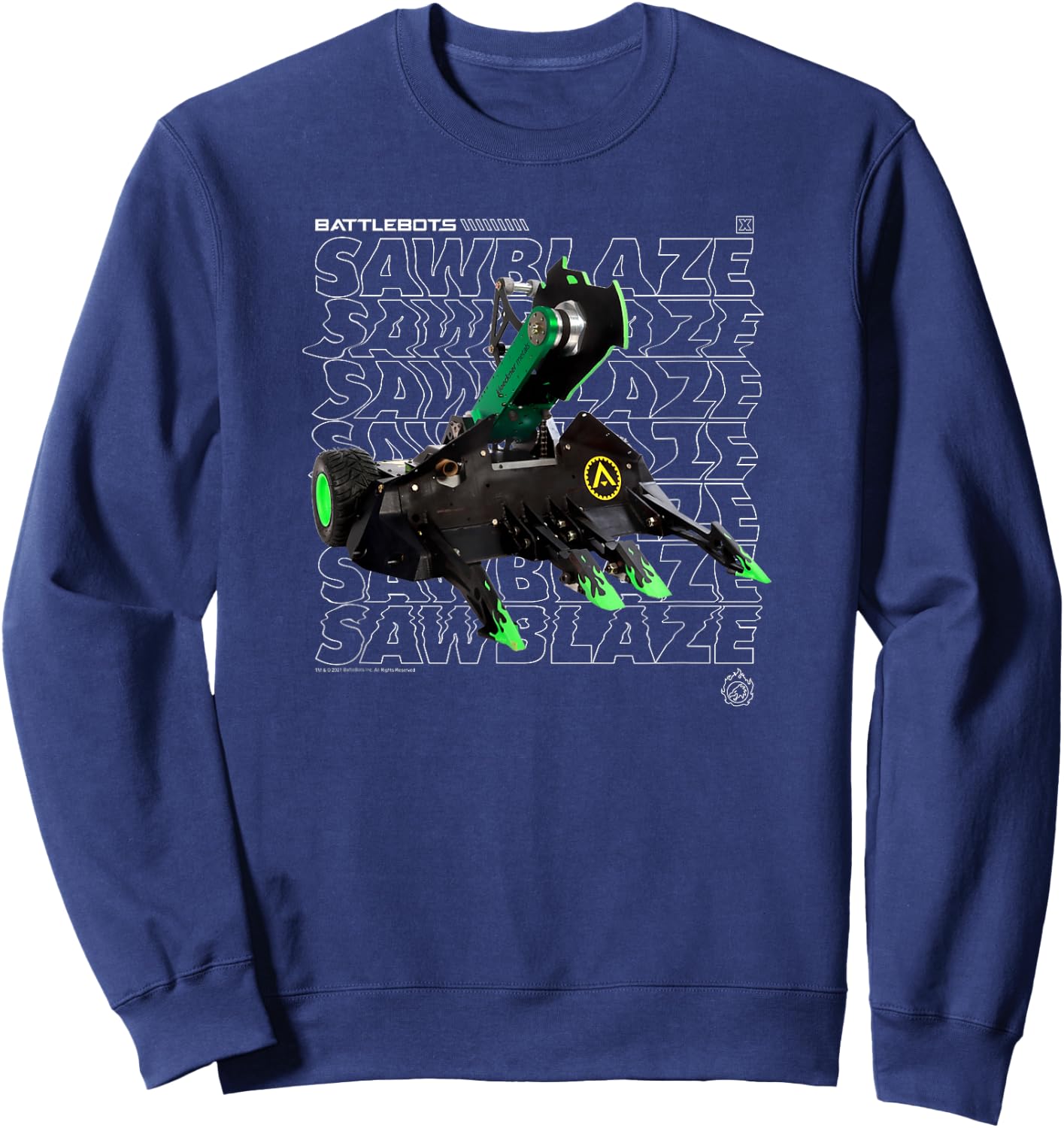 BattleBots SawBlaze Robot Logo Stack Sweatshirt - Sweatshirt | Navy