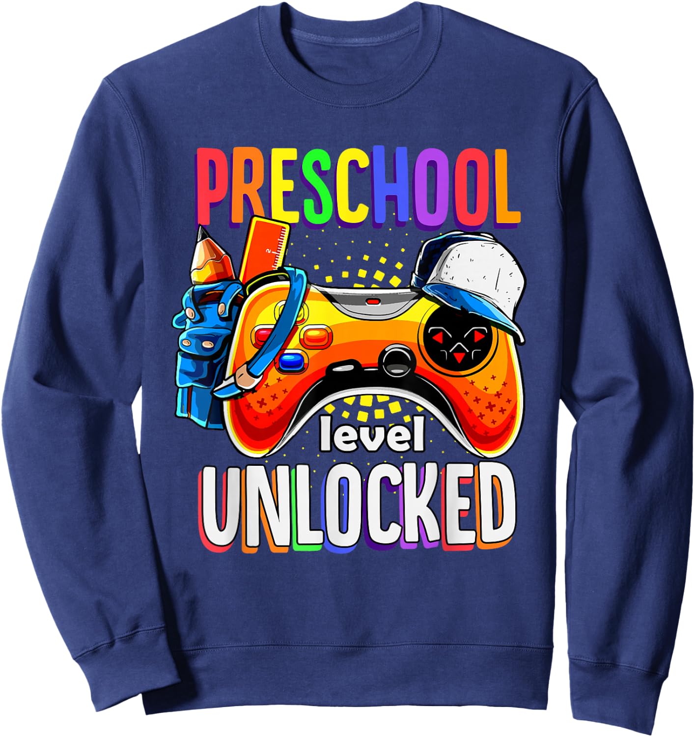 Gamer Back To School Gamepad Preschool Level Unlocked Sweatshirt - Sweatshirt | Navy