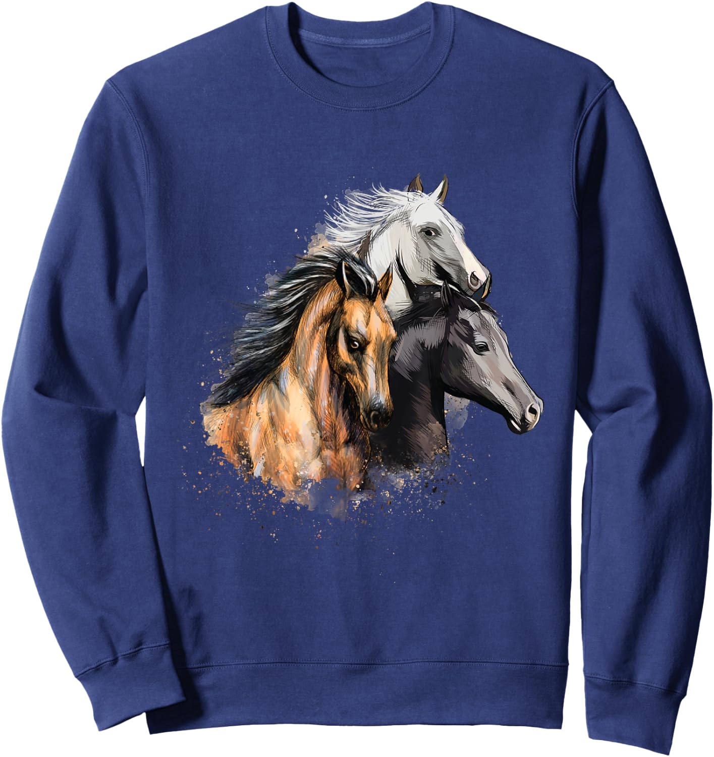 3 Horses - Horse Animal Lover Horseman Equestrian Riding Sweatshirt - Sweatshirt | Navy