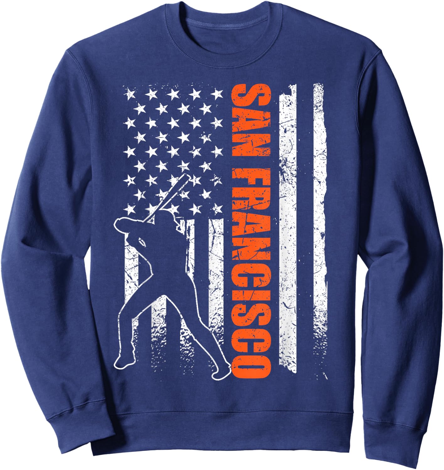 San Francisco Baseball Flag USA Vintage Patriotic Baseball Sweatshirt - Sweatshirt | Navy