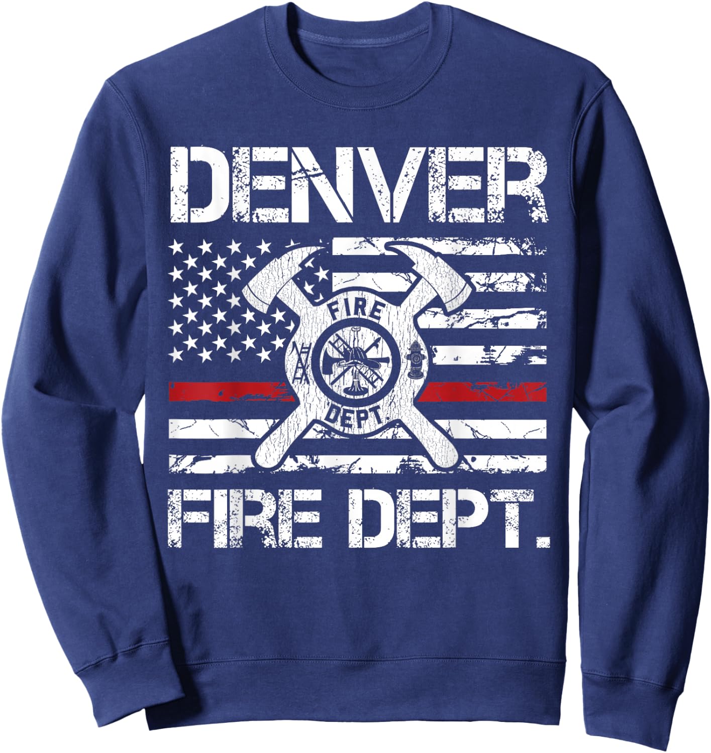 Denver Colorado Fire Department Thin Red Line Logo Sweatshirt - Sweatshirt | Navy