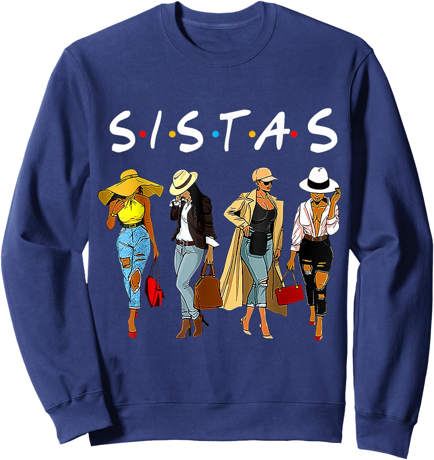 Sistas Afro Proud Black Sistas Women Queen African America Sweatshirt - Sweatshirt | Navy