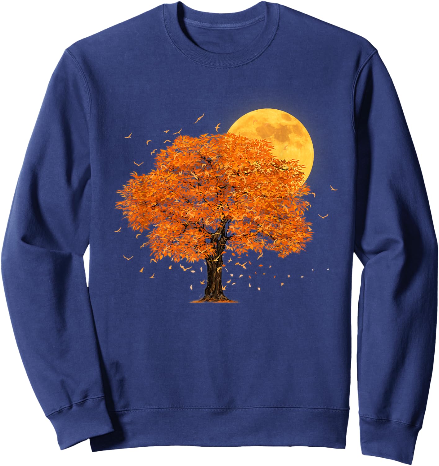 Full Moon Flock Of Birds Tree Outdoor Wildlife Nature Forest Sweatshirt - Sweatshirt | Navy