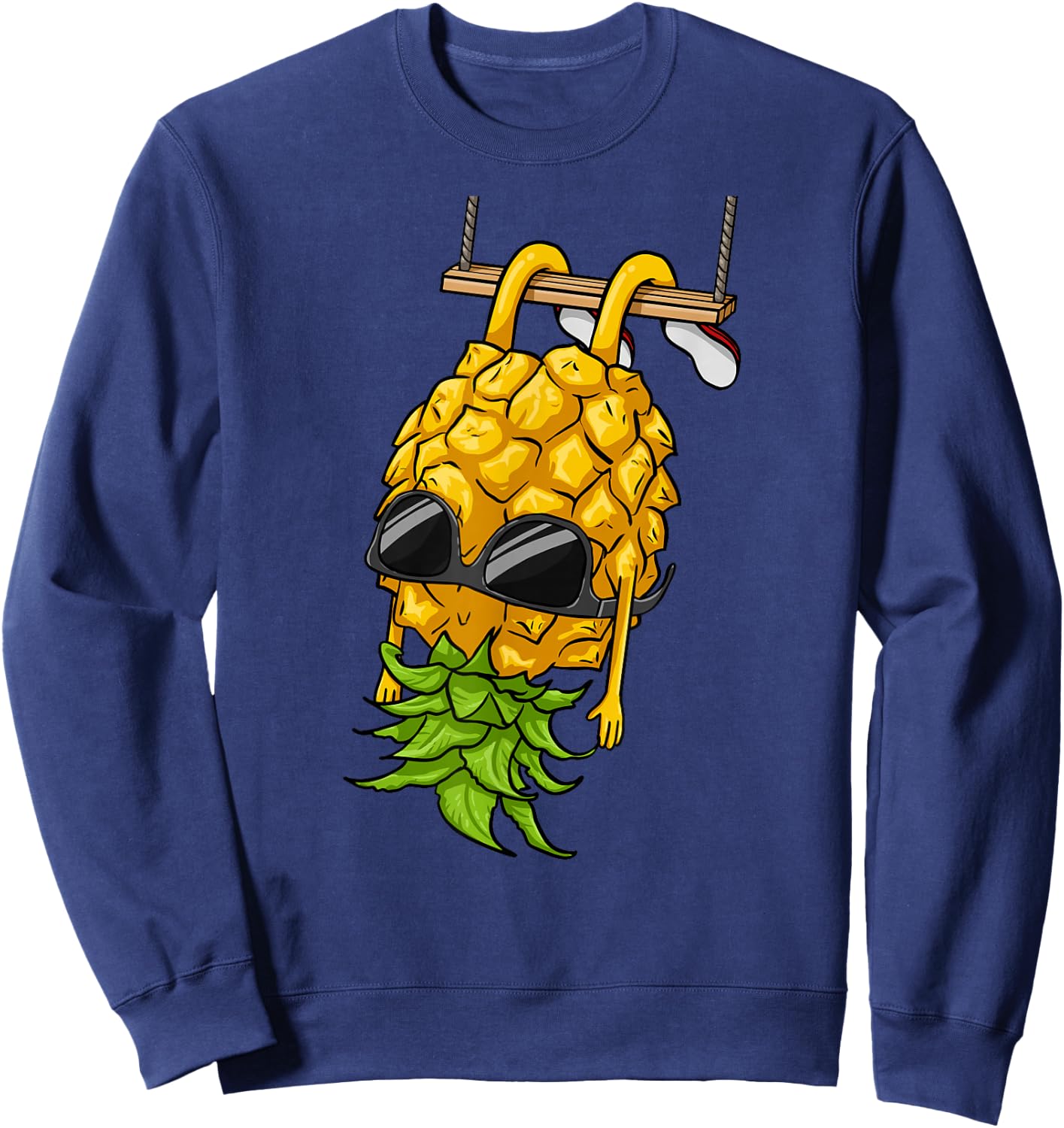 Swinging Pineapple Cartoon Swinger Upside Down Pineapple Sweatshirt - Sweatshirt | Navy