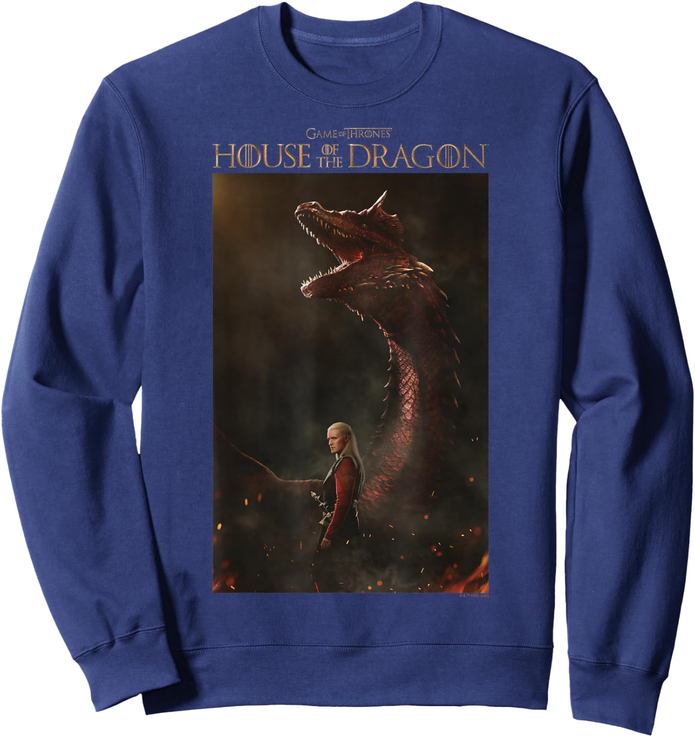 House of the Dragon Daemon & Caraxes Poster Sweatshirt - Sweatshirt | Navy