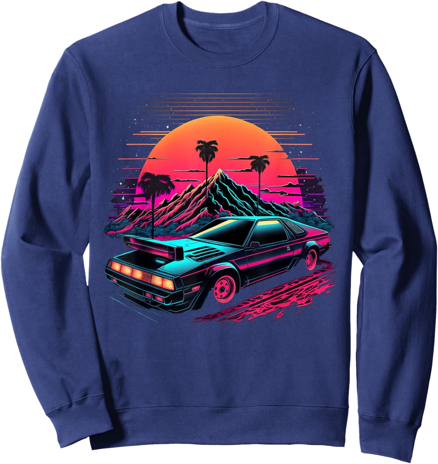 Japanese Retro Futuristic Synthwave Car Racing JDM Tuning Sweatshirt - Sweatshirt | Navy