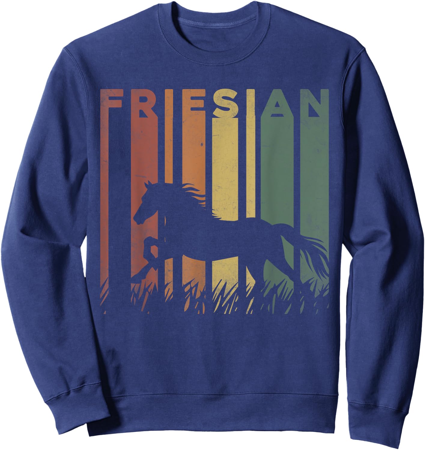 Friesian Horse Lover Retro Friesian Horse Owner Equestrian Sweatshirt - Sweatshirt | Navy
