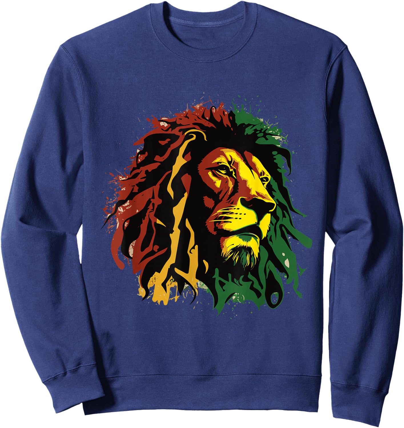 Jamaican Lion Jamaican Rasta Flag Lion of Judah Reggae Music Sweatshirt - Sweatshirt | Navy