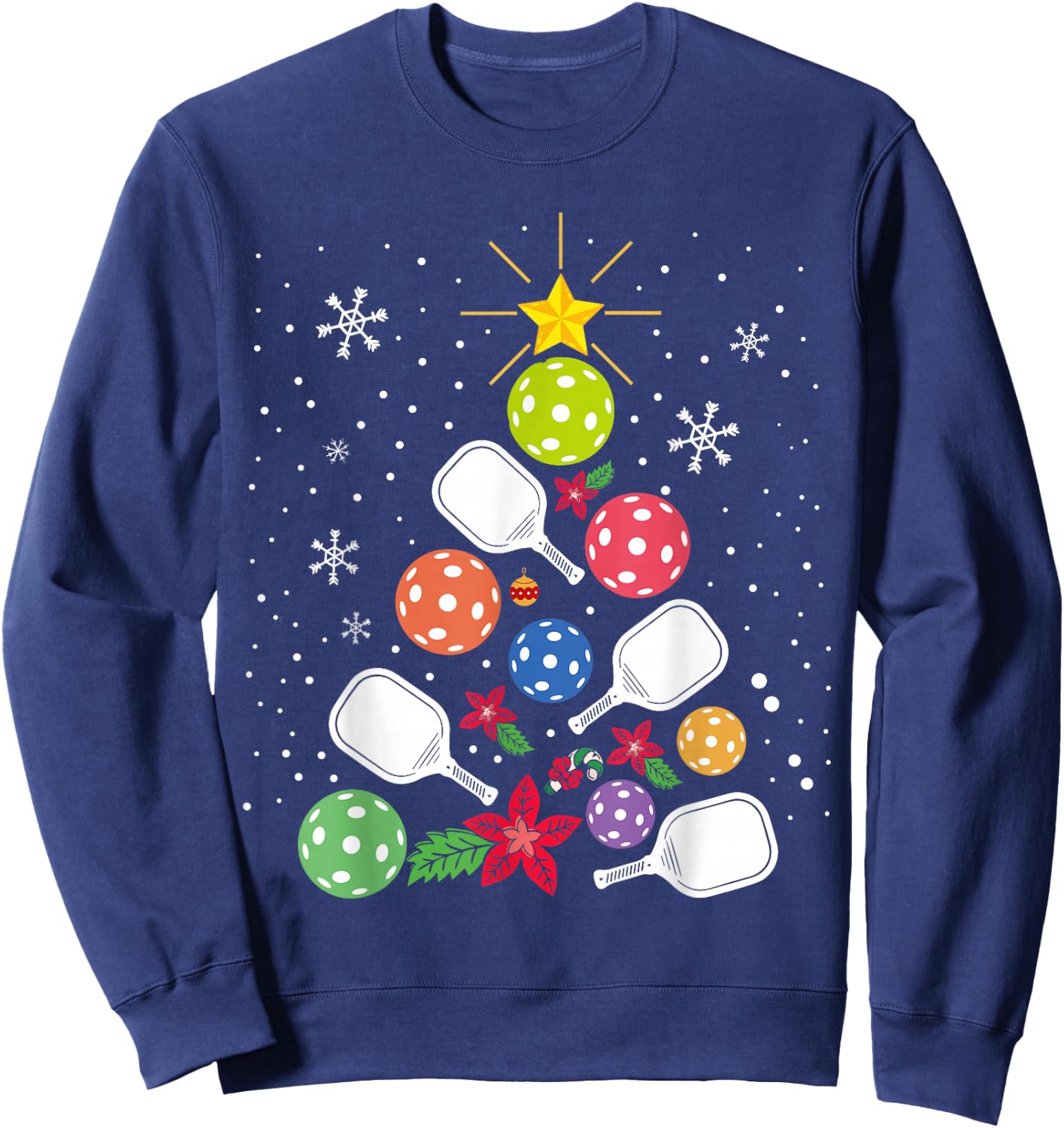 Pickleball Christmas Tree Santa Pickleball X-mas Lights Sweatshirt - Sweatshirt | Navy