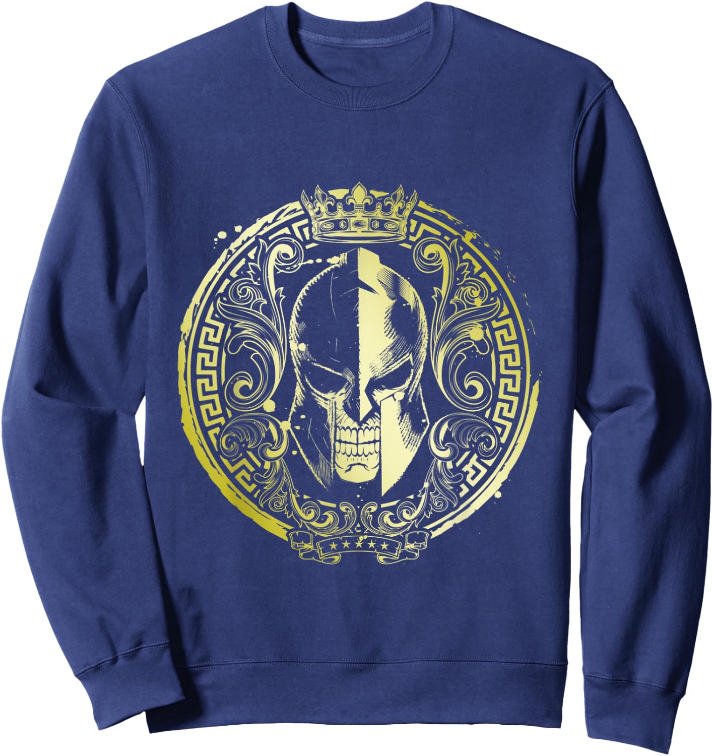 Spartan Helmet Gold Greek Warrior | Workout Mma Fitness Gym Sweatshirt - Sweatshirt | Navy