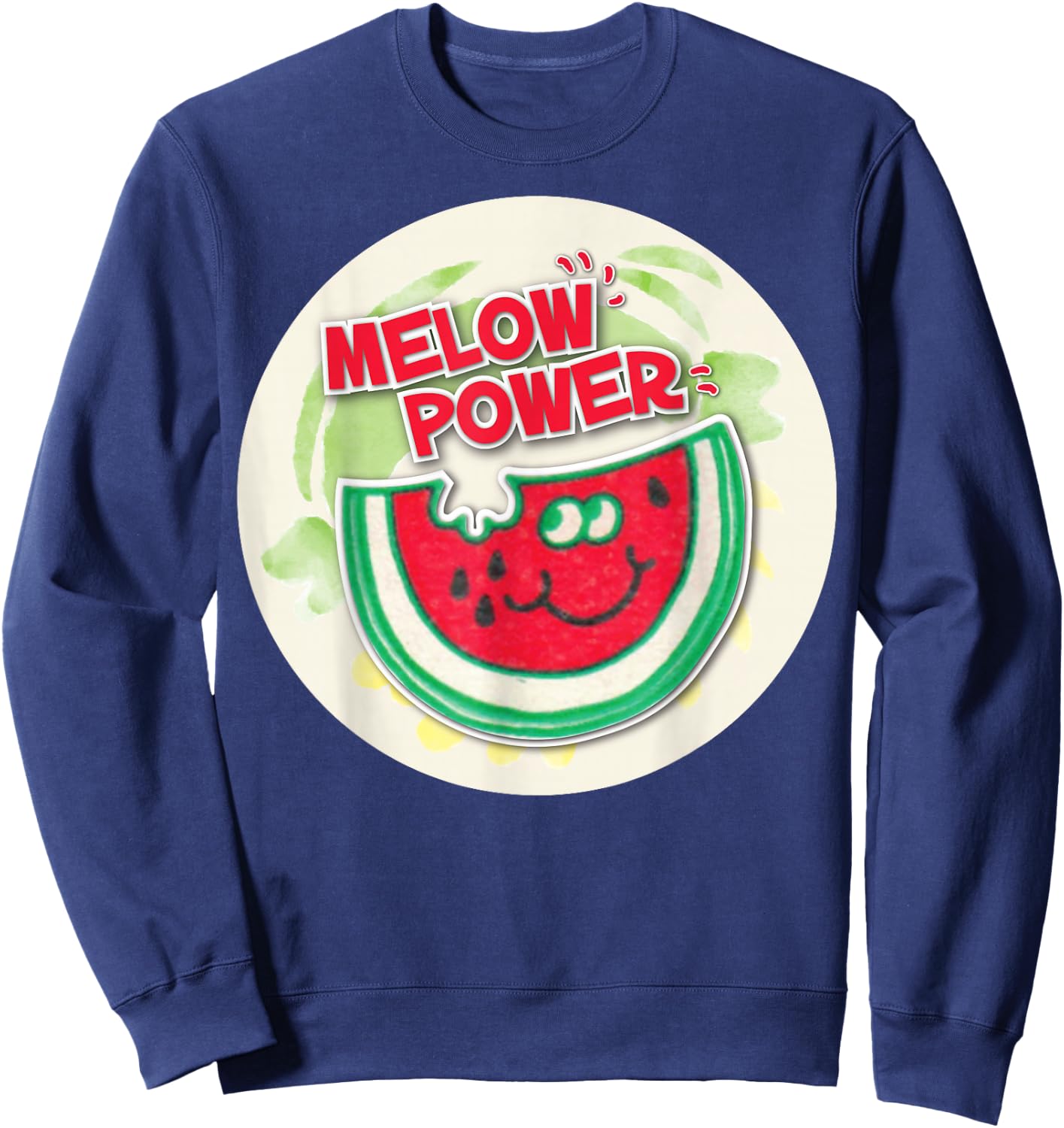 Vintage Scratch and Sniff Sticker Watermelon, Melon Power Sweatshirt - Sweatshirt | Navy