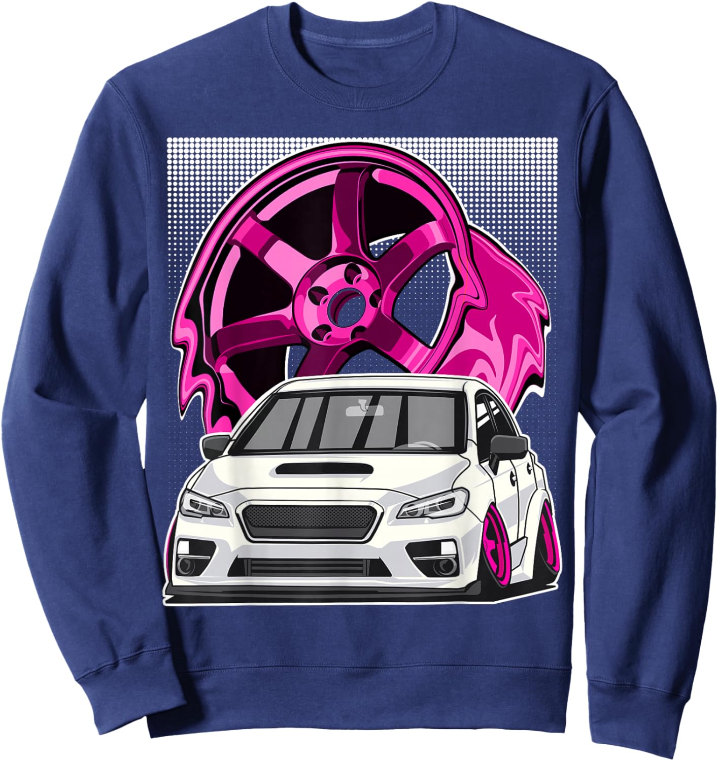 Subie VA JDM Stance Car Wheel Boxer Motor Racing Graphic Sweatshirt - Sweatshirt | Navy