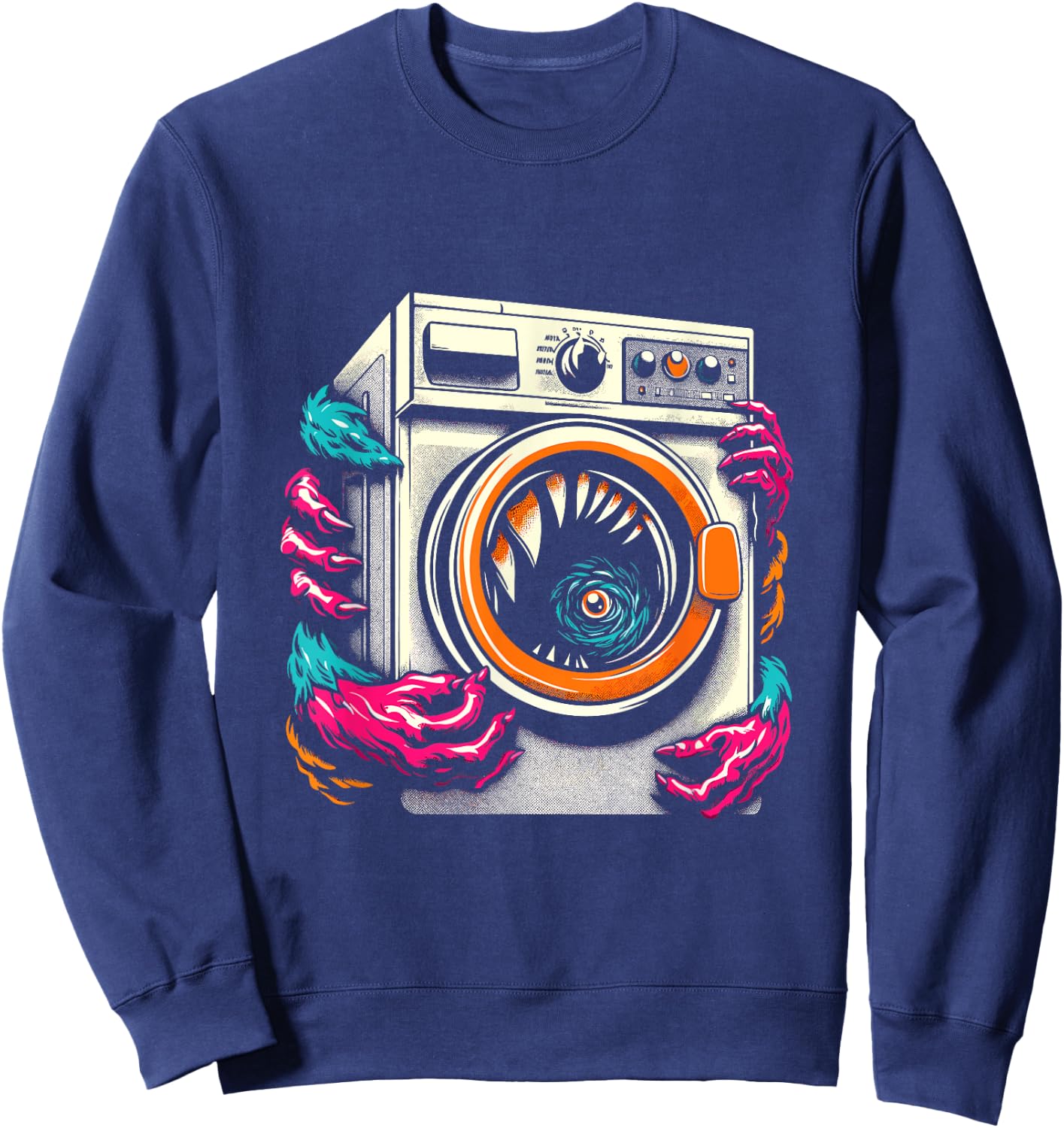 Washing Machine Monster - Funny Spooky Halloween Costume Sweatshirt - Sweatshirt | Navy