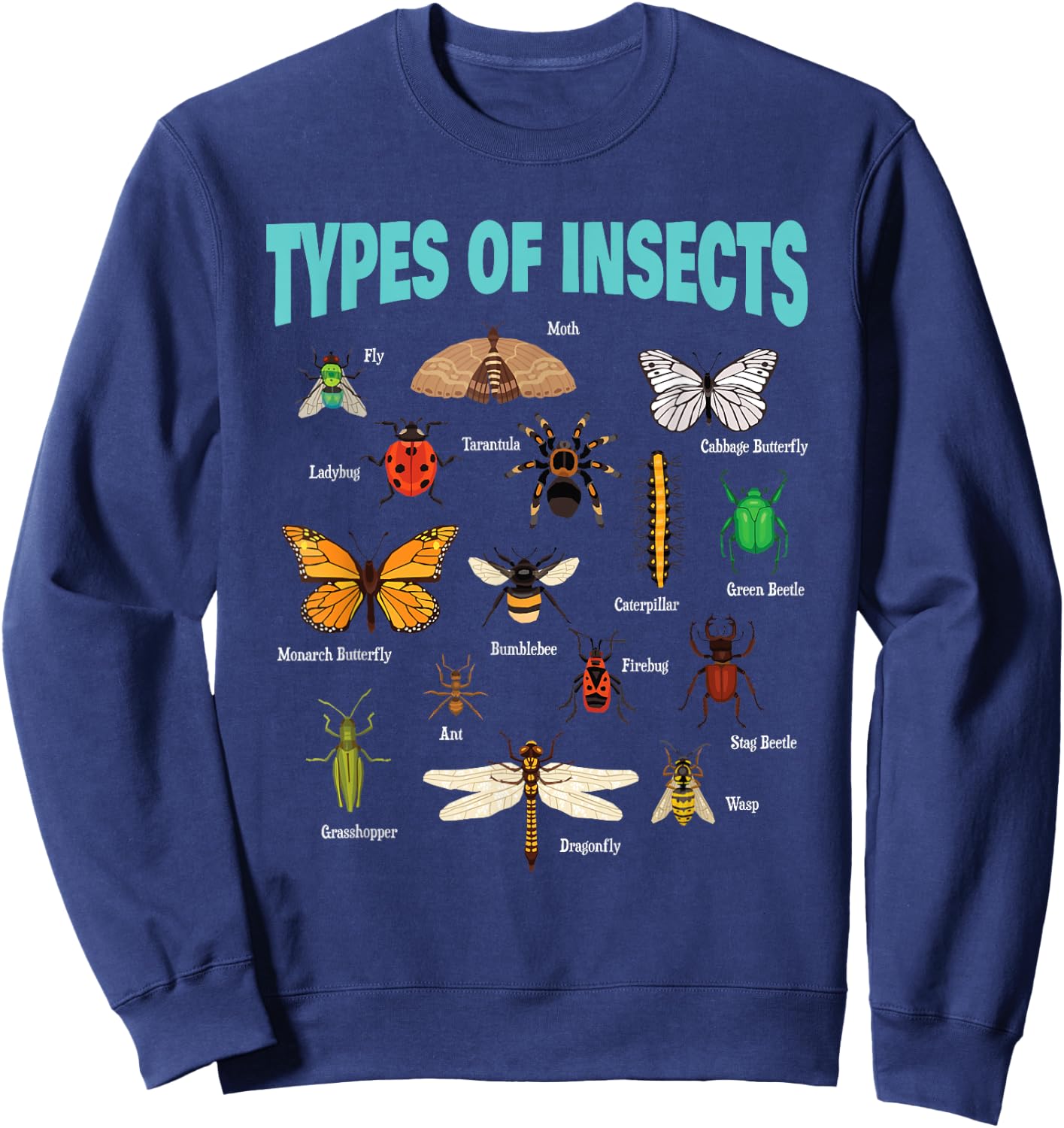 Insects Of The World Bug Lover Expert Entomologist Bugs Fan Sweatshirt - Sweatshirt | Navy
