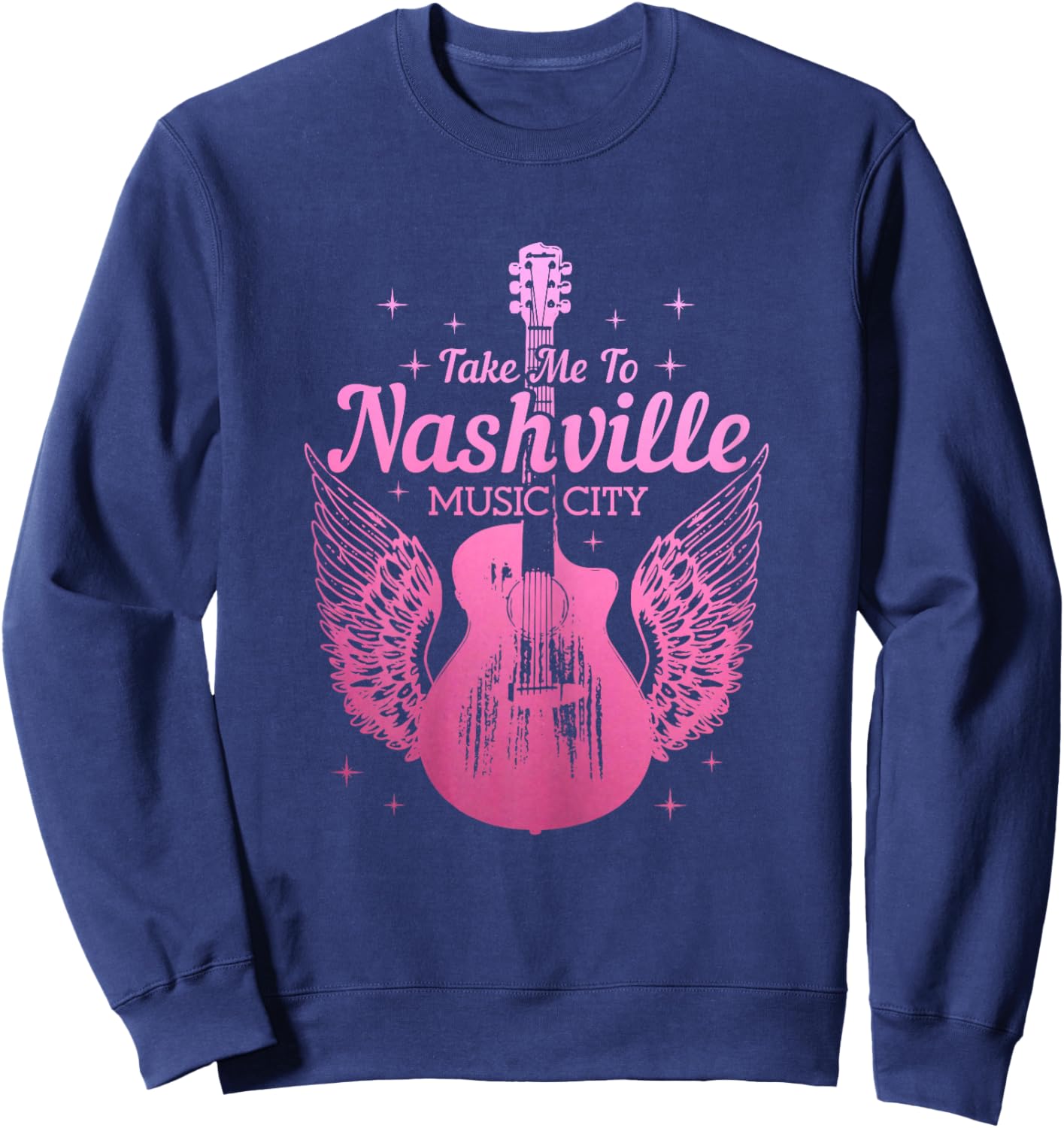 Nashville Guitar Wings Tennessee Vintage Country Music City Sweatshirt - Sweatshirt | Navy