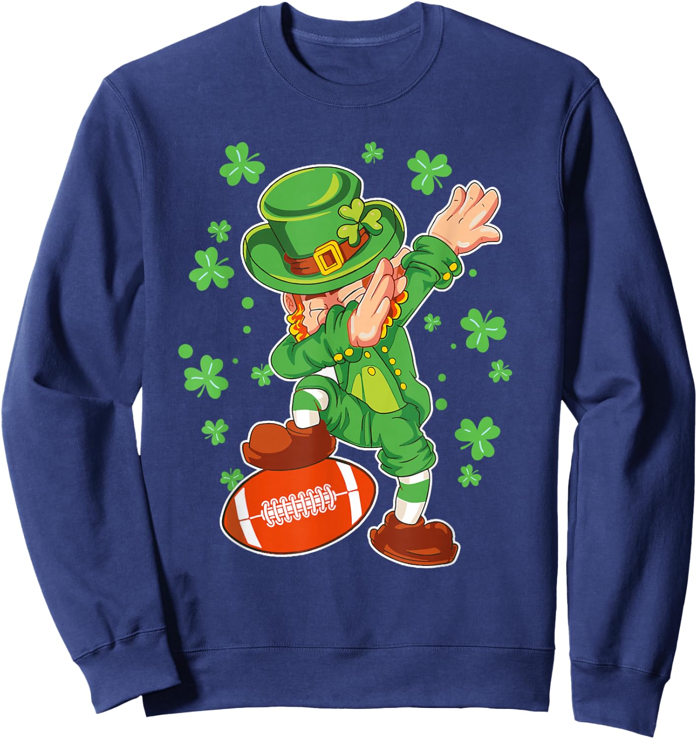 St Patricks Day Boys Men Kids Football Dabbing Leprechaun Sweatshirt - Sweatshirt | Navy