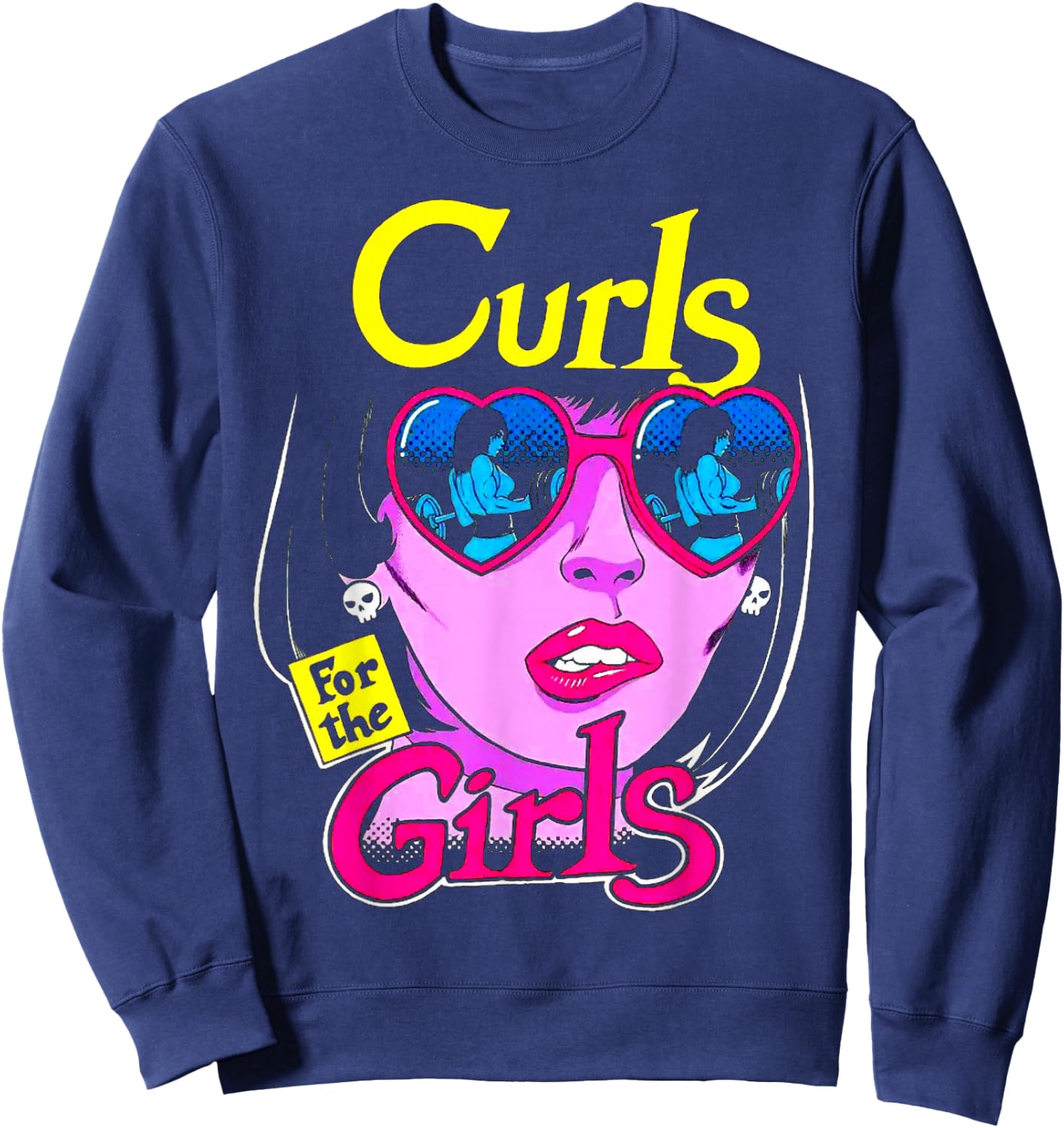 Funny Curls For Girls Gym Weightlifting Bodybuilding Fitness Sweatshirt - Sweatshirt | Navy