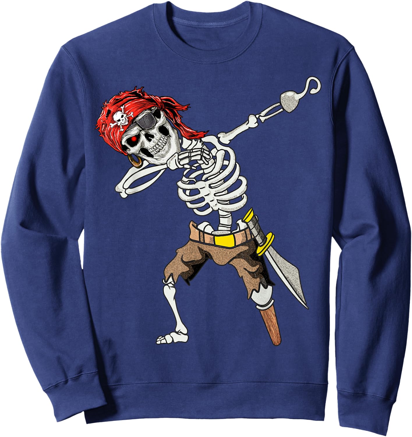 Dabbing Skeleton Pirate Halloween Kids Jolly Roger Pirate Sweatshirt - Sweatshirt | Navy