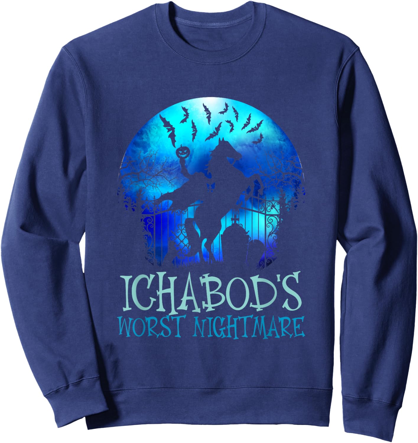 Ichabod's Worst Nightmare, Headless Horseman Halloween Sweatshirt - Sweatshirt | Navy