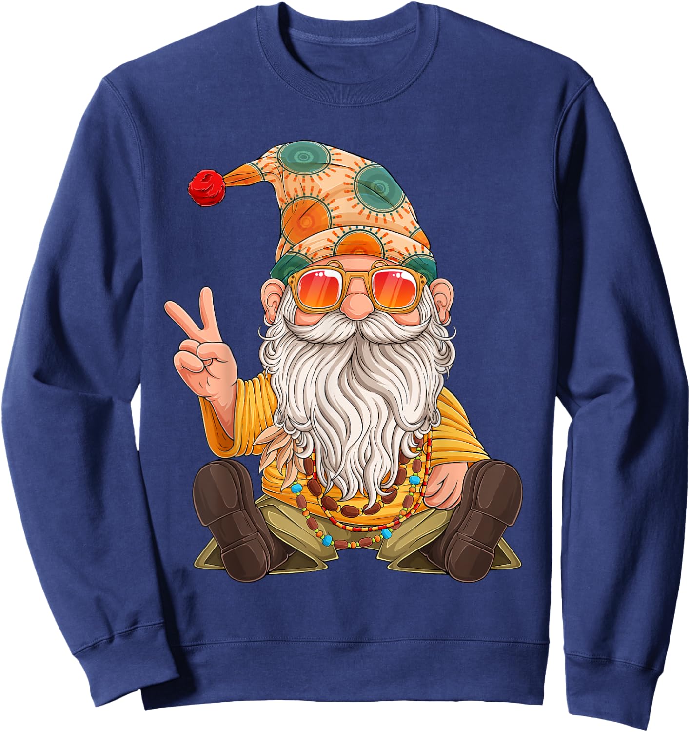 Funny Hippie Gnome Peace Sign Gnomes Lovers Men Women Kids Sweatshirt - Sweatshirt | Navy