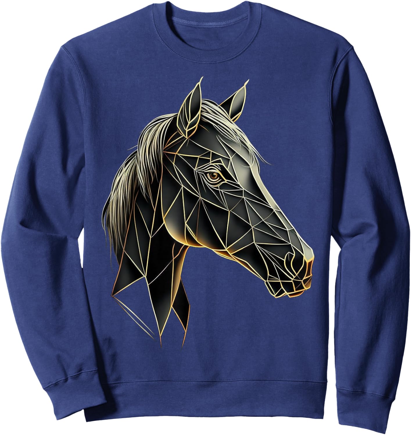 Horse Animal Geometric Polygon Artwork Horse Sweatshirt - Sweatshirt | Navy