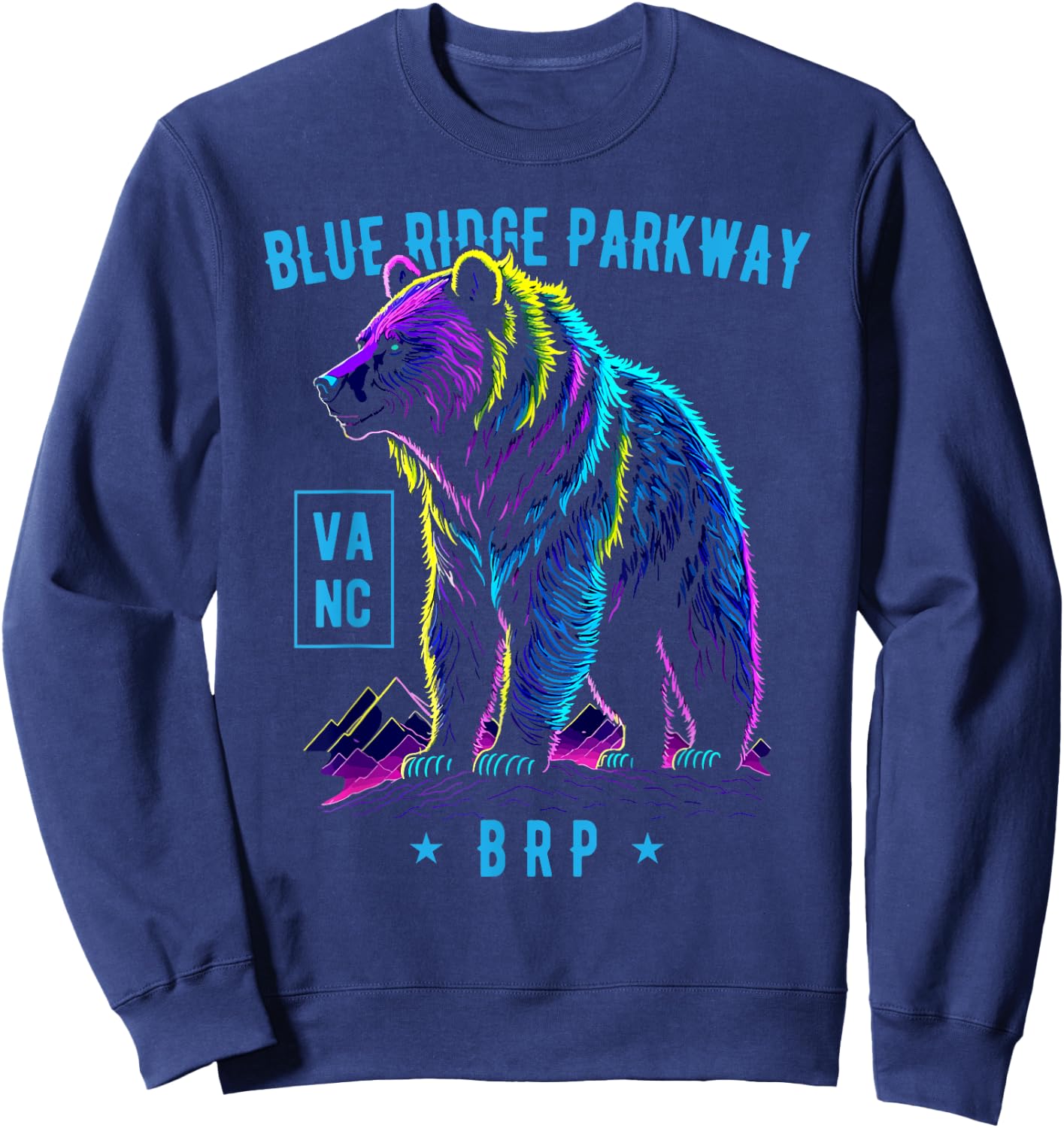 Blue Ridge Parkway NC VA BRP Bear Design Sweatshirt - Sweatshirt | Navy