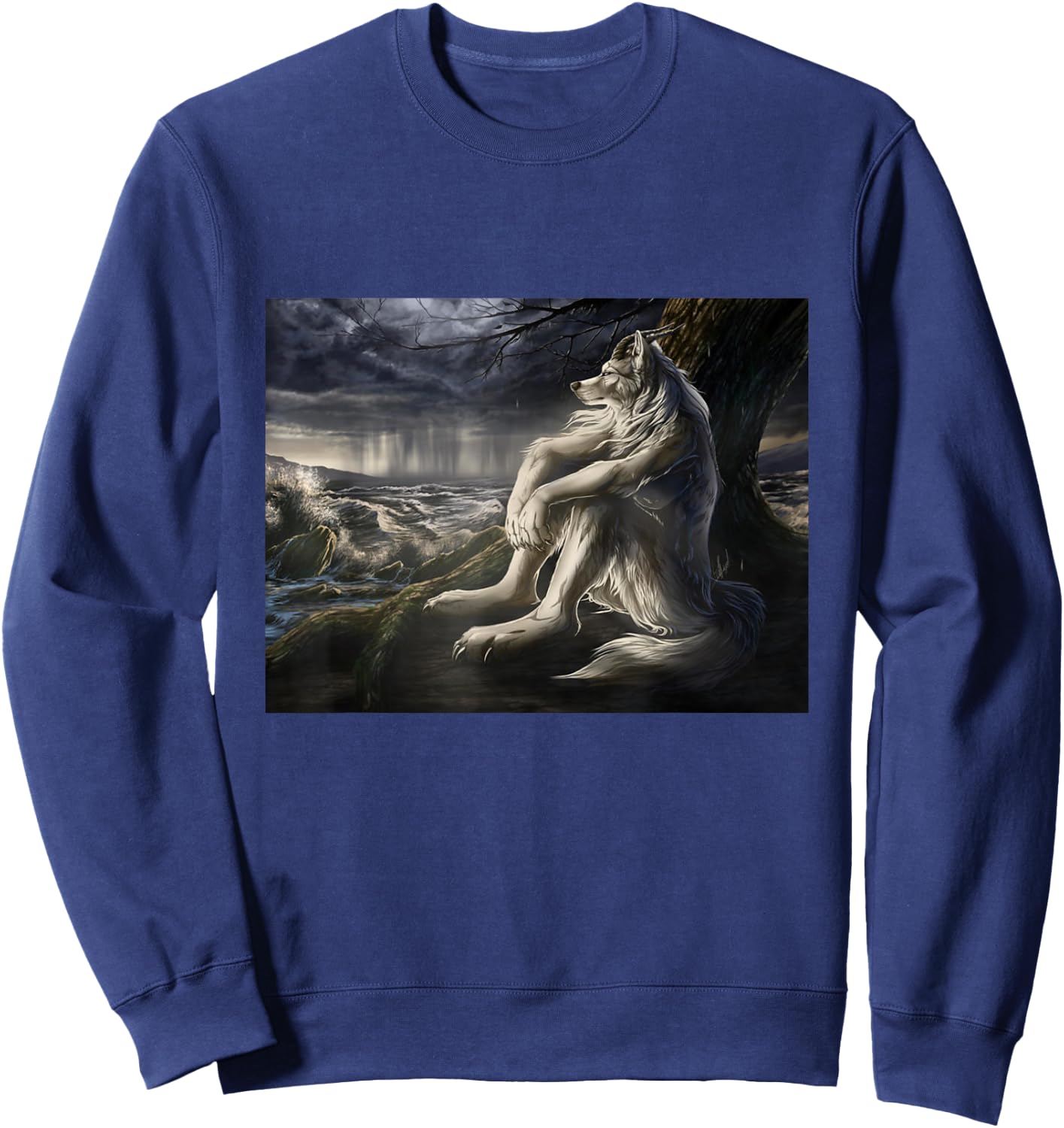 Human By Chance Alpha By Choice Funny Werewolf Wolf Meme Sweatshirt - Sweatshirt | Navy