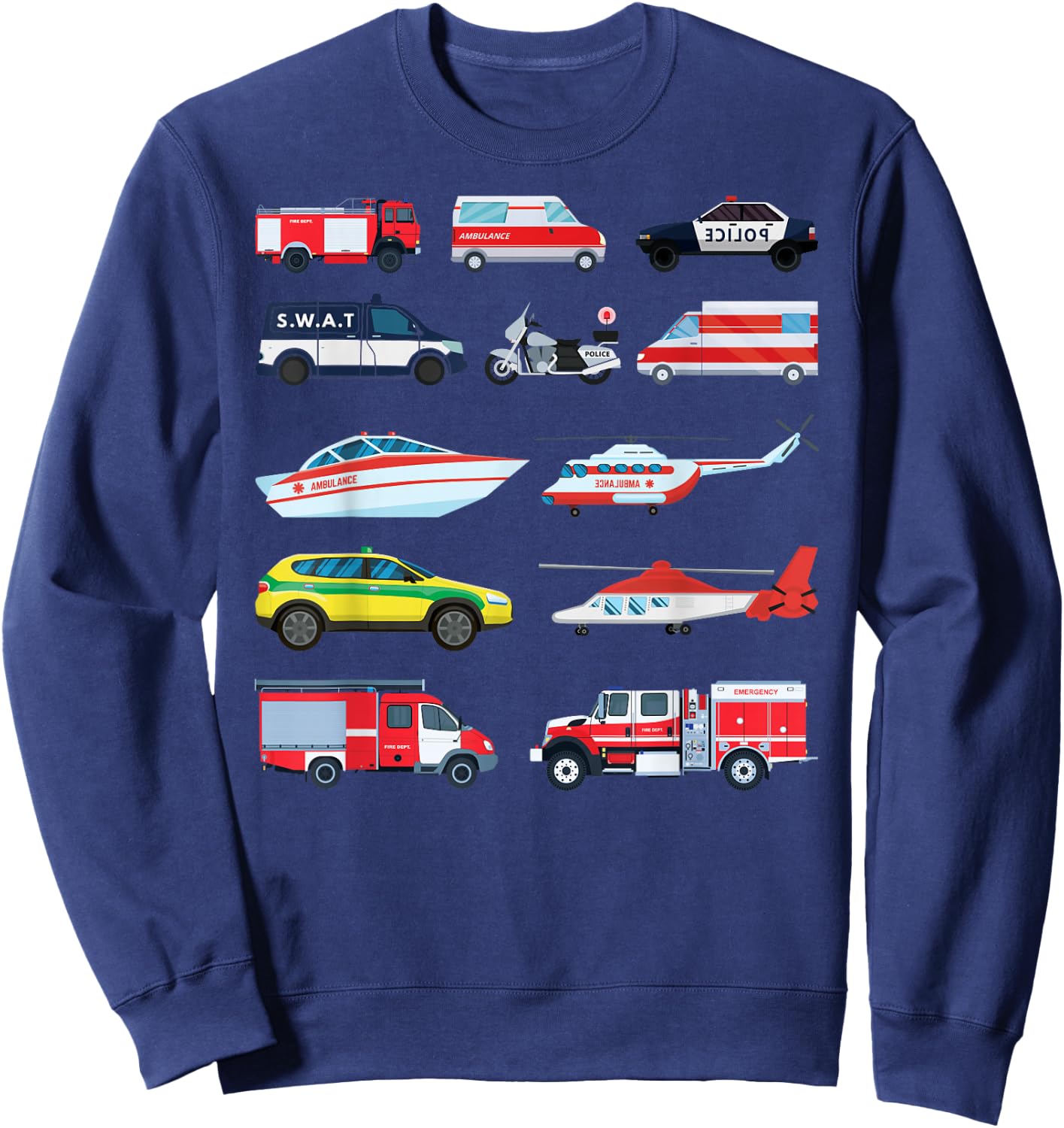 Emergency Vehicles, Emergency Boy and Girl Sweatshirt - Sweatshirt | Navy