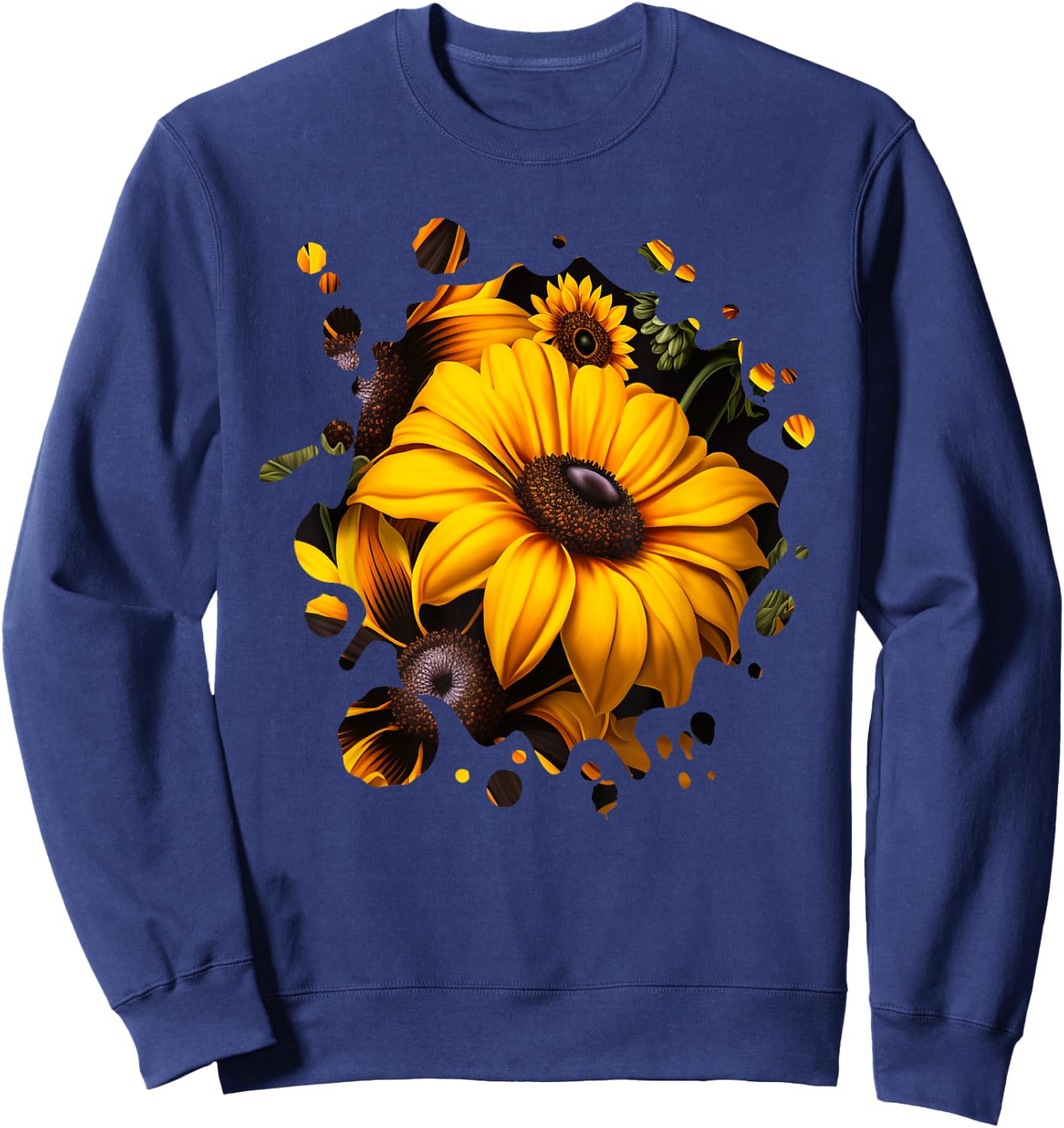 Vintage Black-eyed Susan Inspired Flower Plant gardening Sweatshirt - Sweatshirt | Navy
