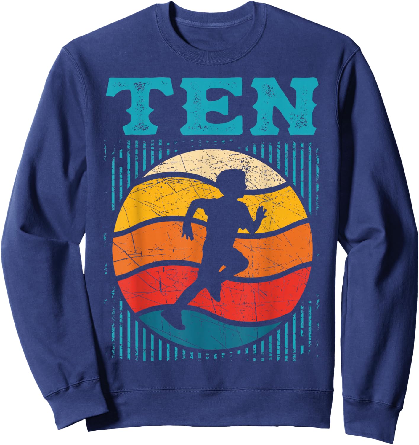 10th Birthday Retro Runner Jogging 10 Year Old Boys Kids Sweatshirt - Sweatshirt | Navy