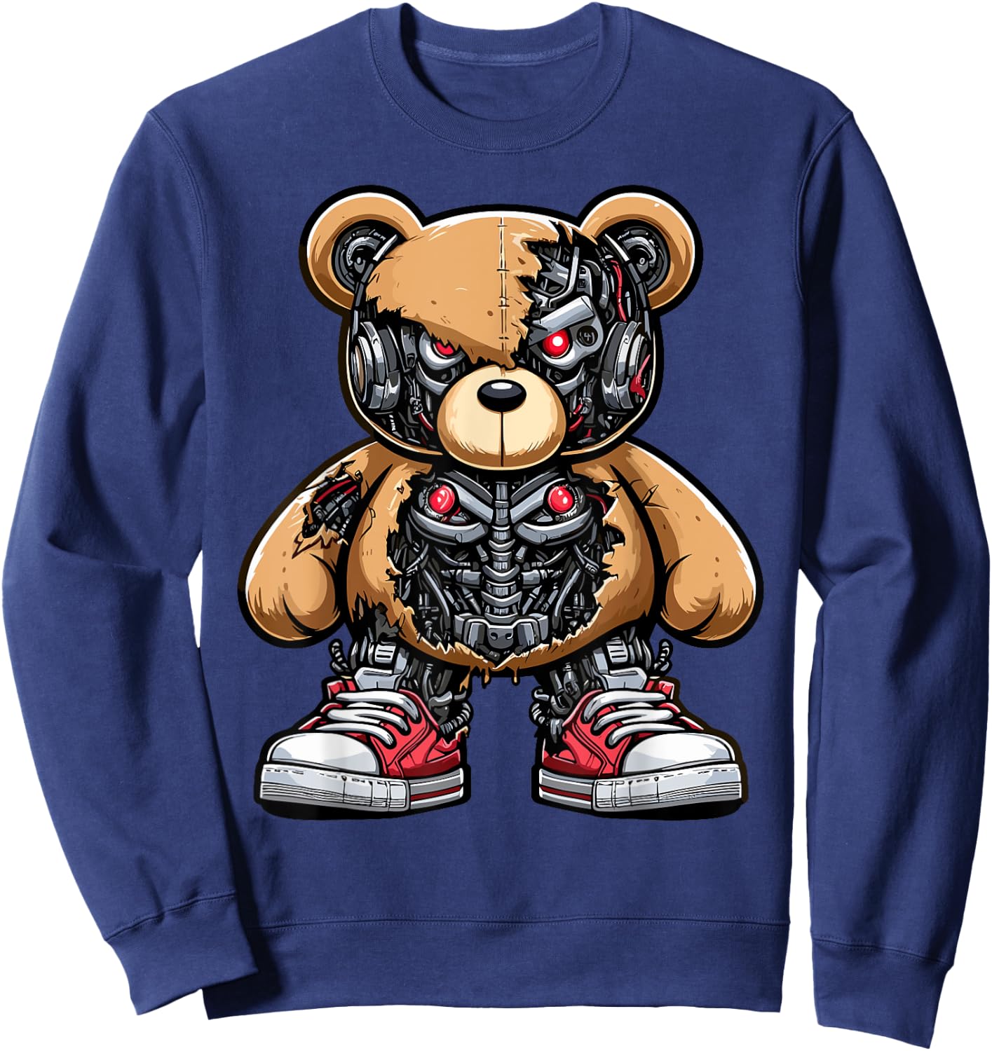 Cool Cyborg Exoskeleton Animatronic Bear, Hip Hop, Boys Sweatshirt - Sweatshirt | Navy